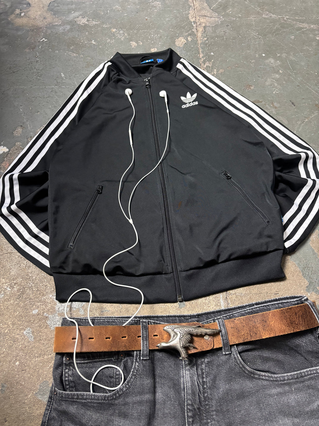 Vintage Adidas Firebird Track Jacket Big Logo | Schwarz Y2K