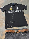 Vintage Polo Ralph Lauren NEW YORK Big Pony Crest Polo Schwarz