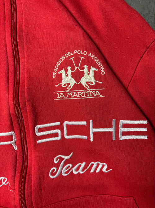 La Martina x Porsche "Polo Team" Zip-Up Hoodie – Racing Red – M/L