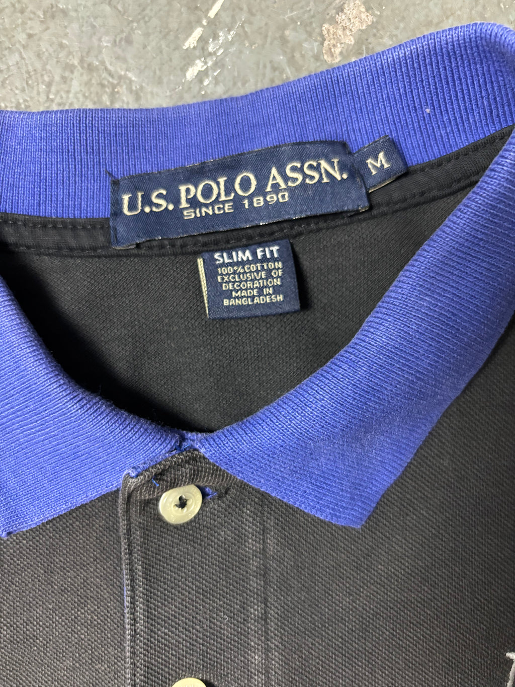U.S. Polo Assn. "New York City" Big Pony Polo Shirt – Schwarz / Royal Blue – M