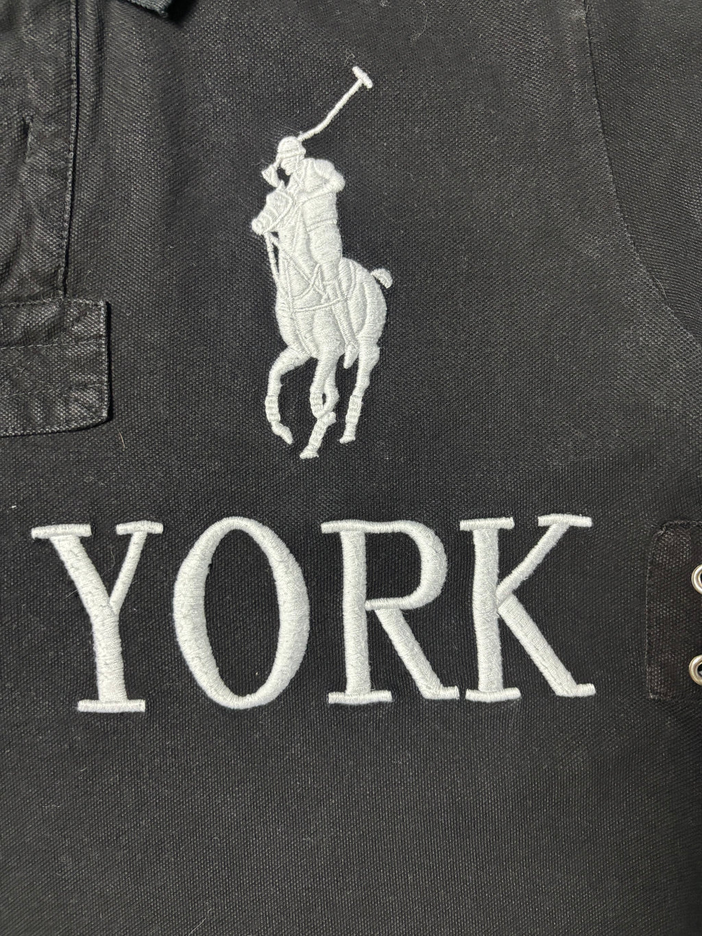 Vintage Polo Ralph Lauren NEW YORK Big Pony Crest Polo Schwarz