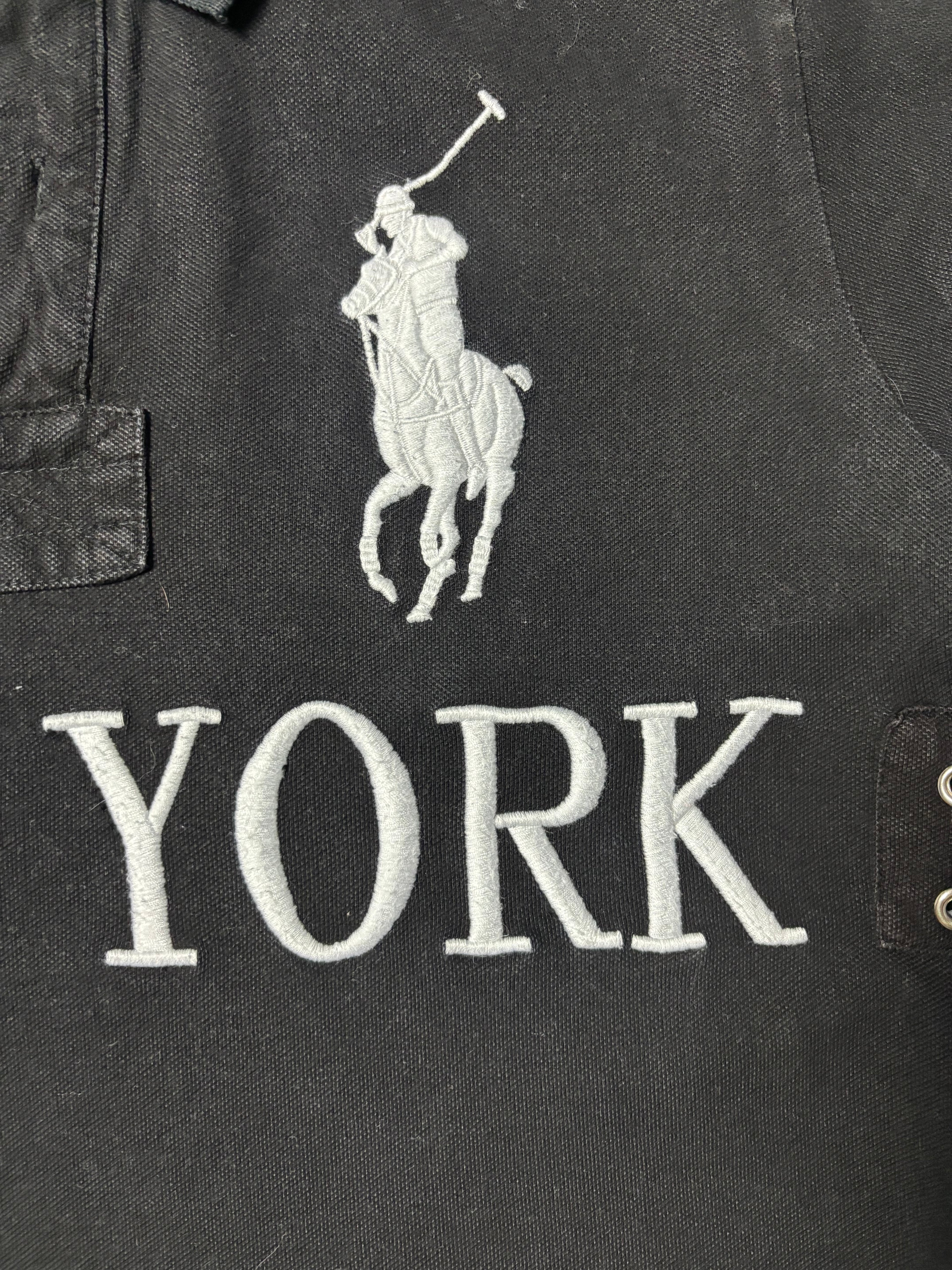 Vintage Polo Ralph Lauren NEW YORK Big Pony Crest Polo Schwarz
