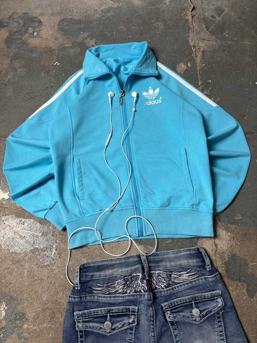 Vintage Adidas Firebird Trainigsjacke Babyblau