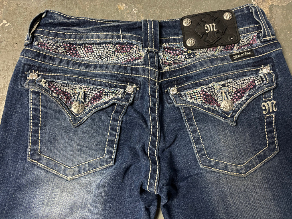 Vintage Miss Me Flared Jeans Blau