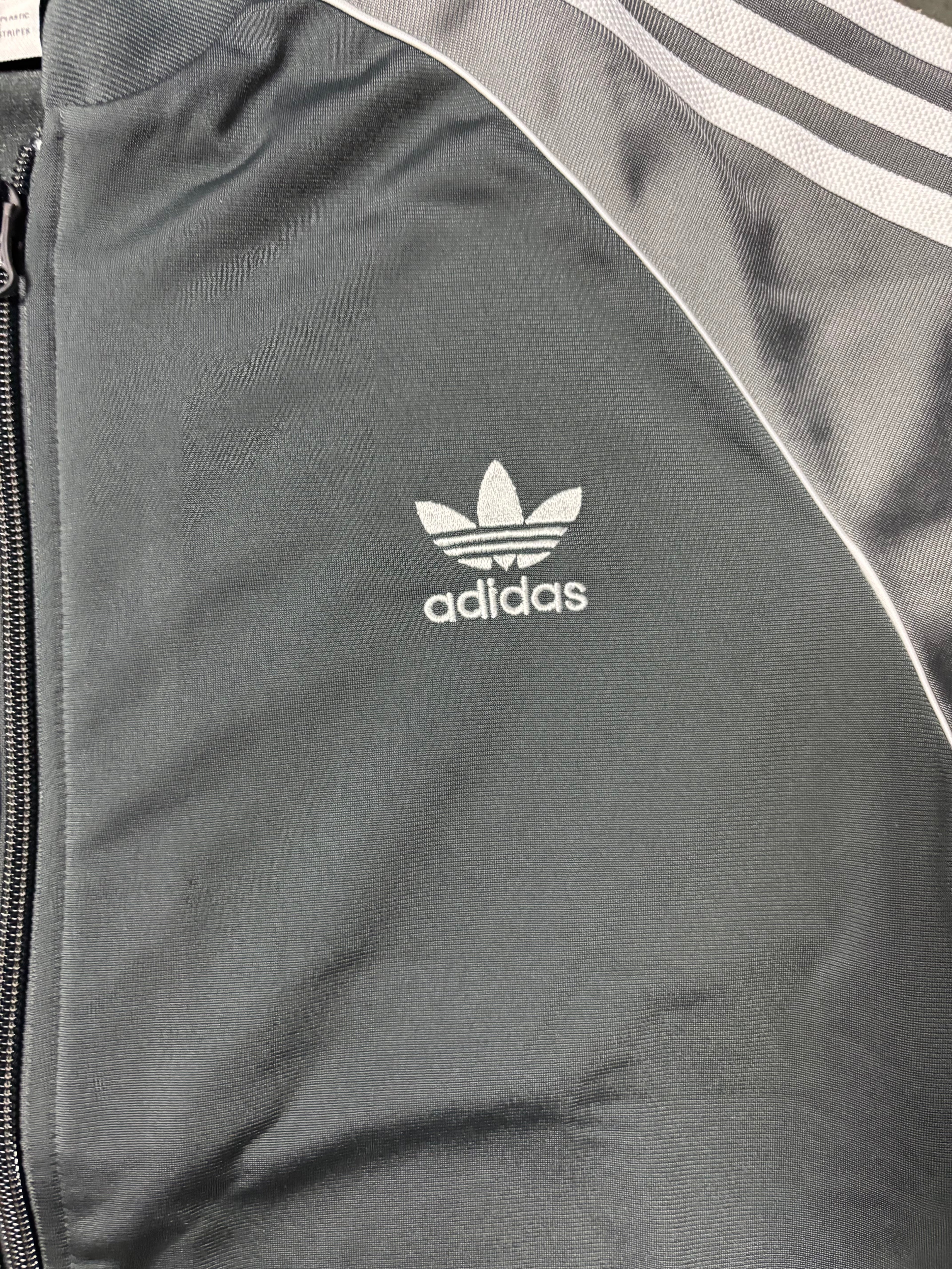 Vintage Adidas Originals 3-Stripes Track Jacket Two-Tone Grey Firebird Style