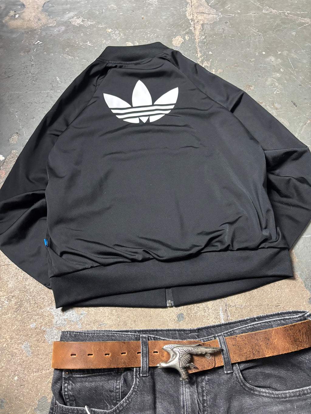 Vintage Adidas Firebird Track Jacket Big Logo | Schwarz Y2K