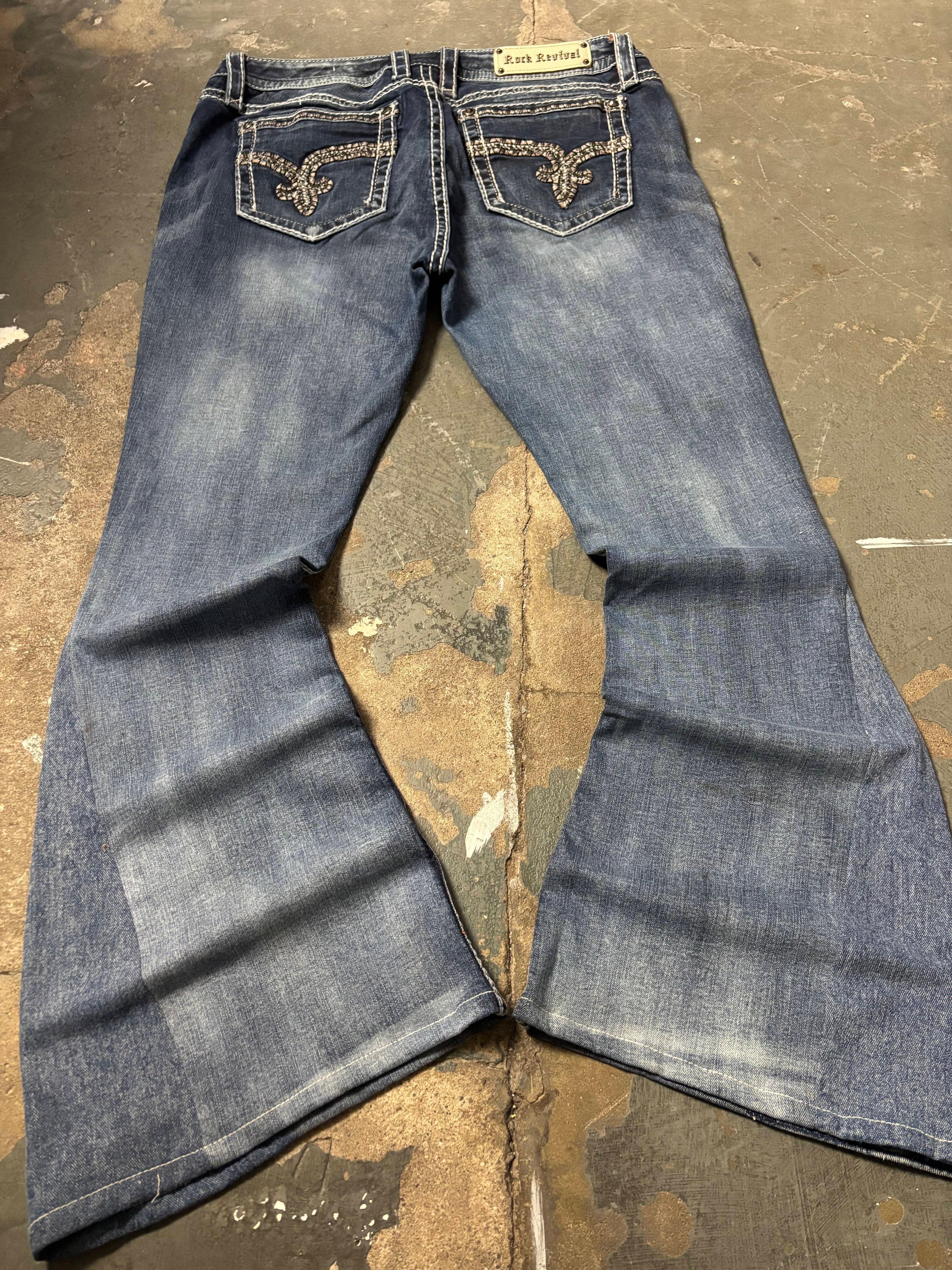 Rock Revival Vintage Rock Revival Nancy Thick Stitch Flare Jeans Denim