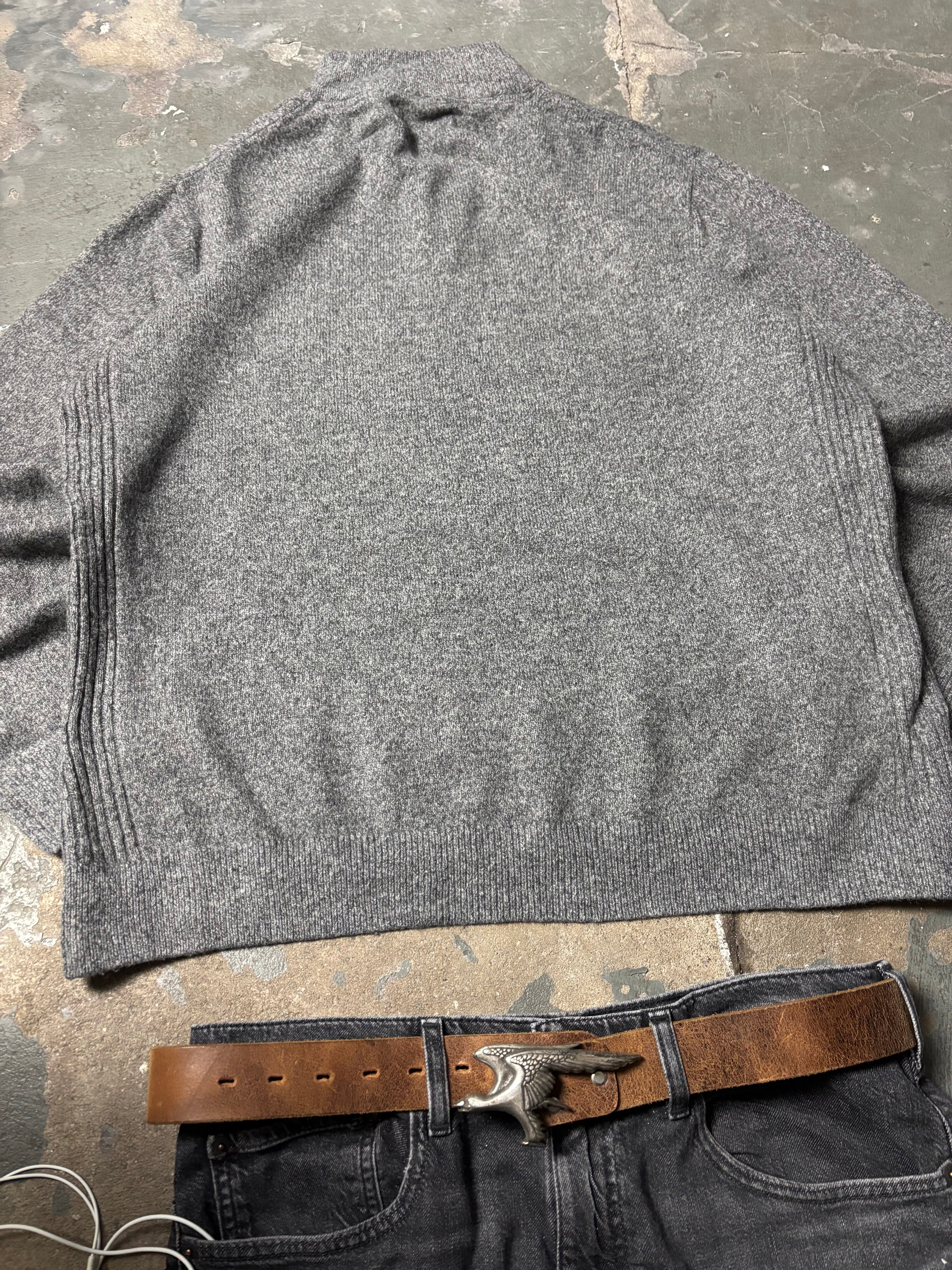 Vintage Barbour Half-Zip Knit Sweater Grey Melange