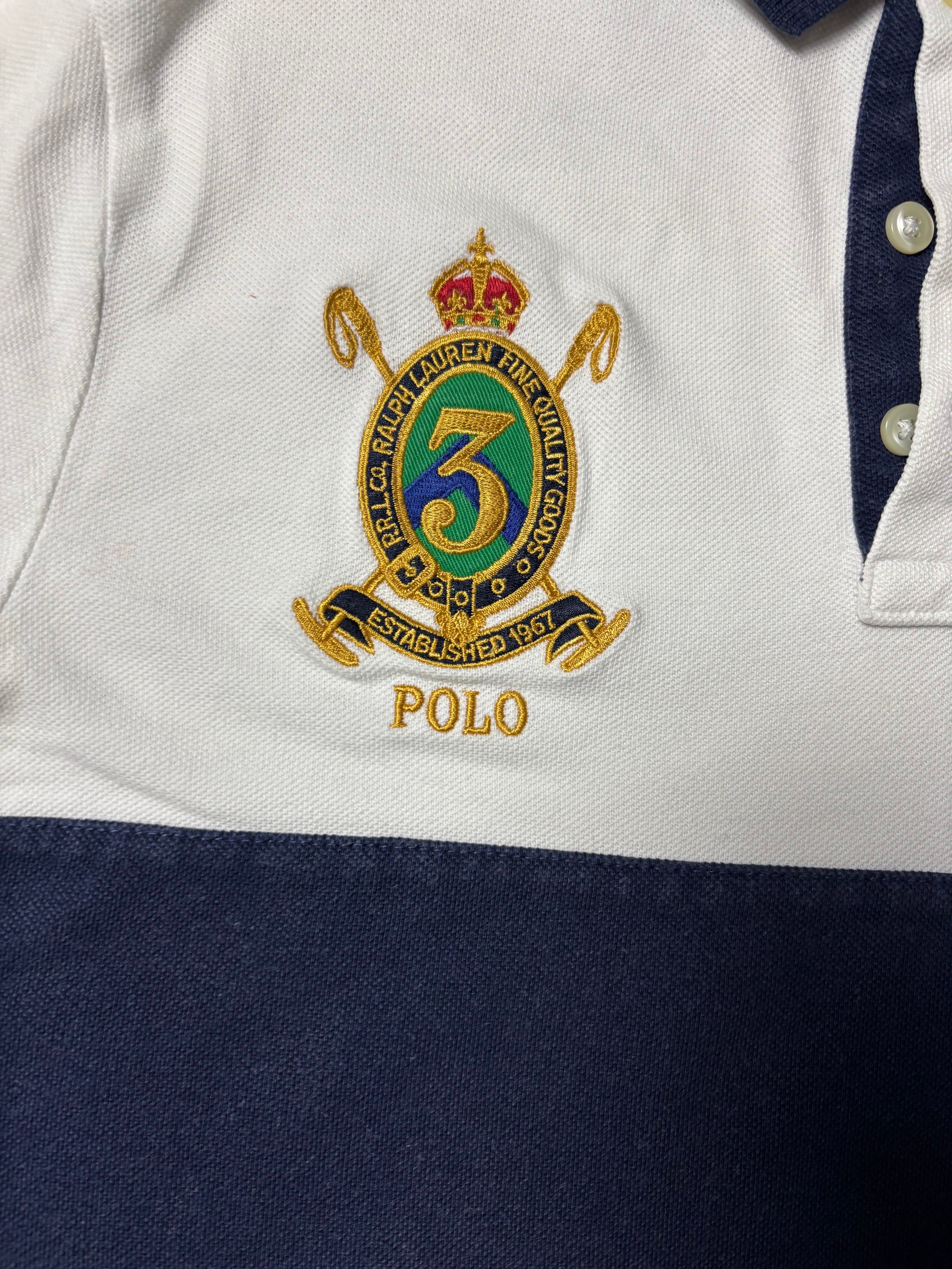 Vintage Polo Ralph Lauren Crested Big Pony Polo Weiß Navy Custom Slim Fit
