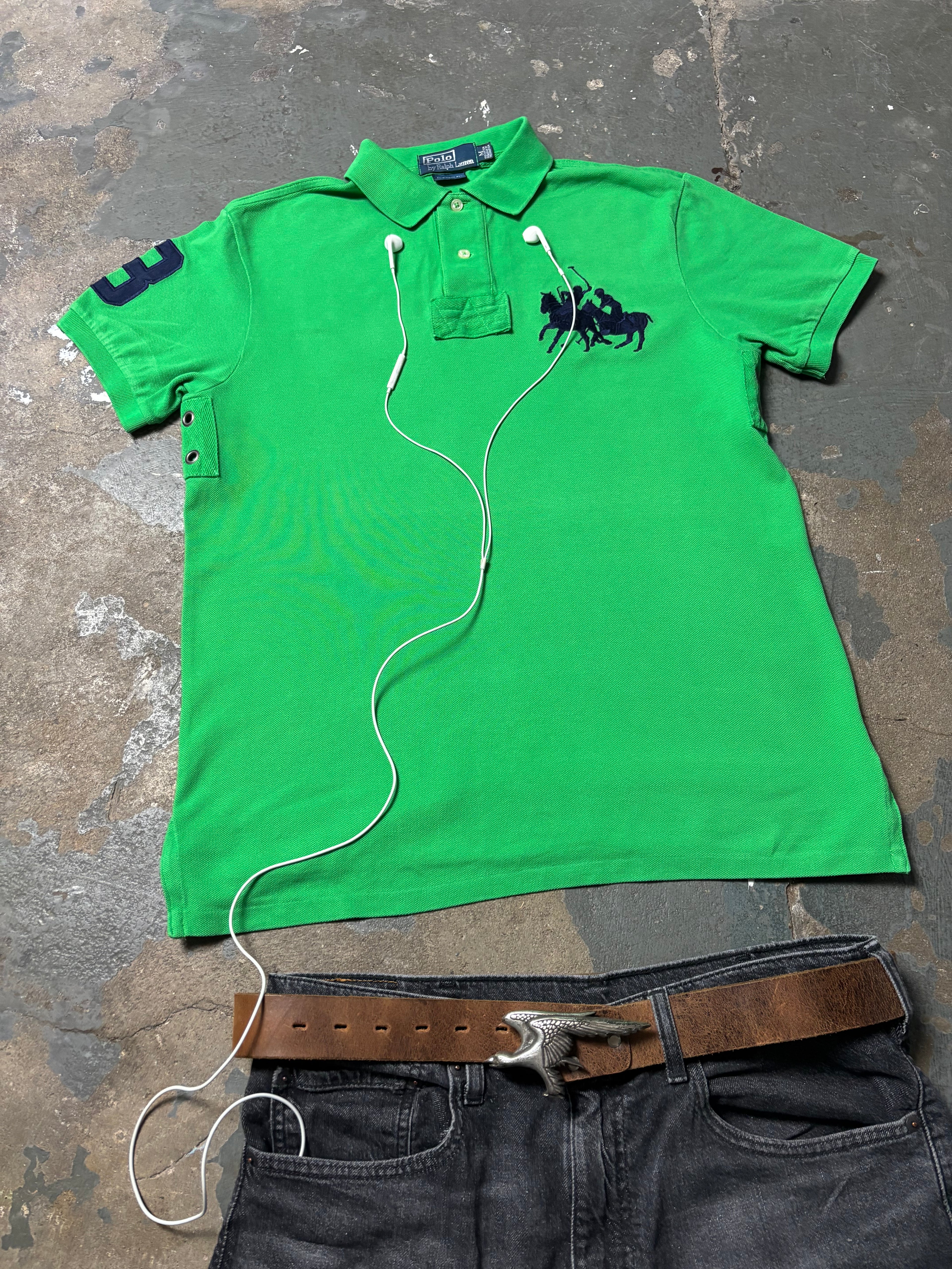 Vintage Polo Ralph Lauren Dual Pony Match Polo Grün Custom Fit M