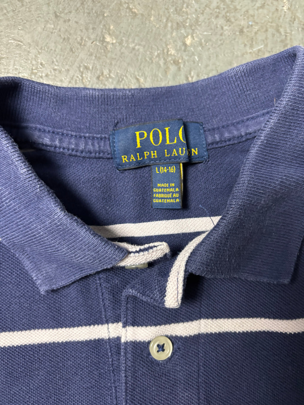 Vintage Polo Ralph Lauren Striped Polo Navy Boxy Heritage Fit