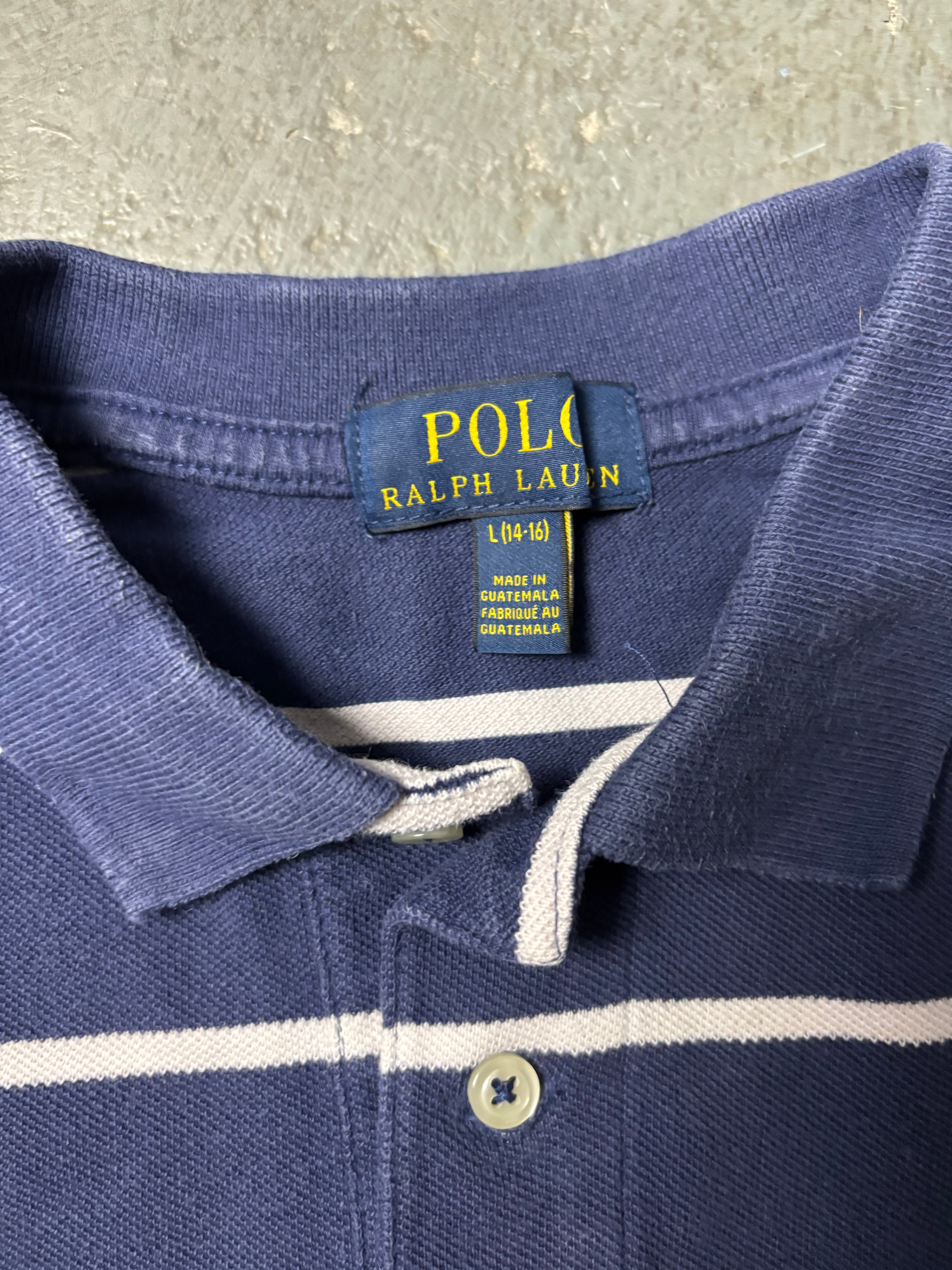 Vintage Polo Ralph Lauren Striped Polo Navy Boxy Heritage Fit