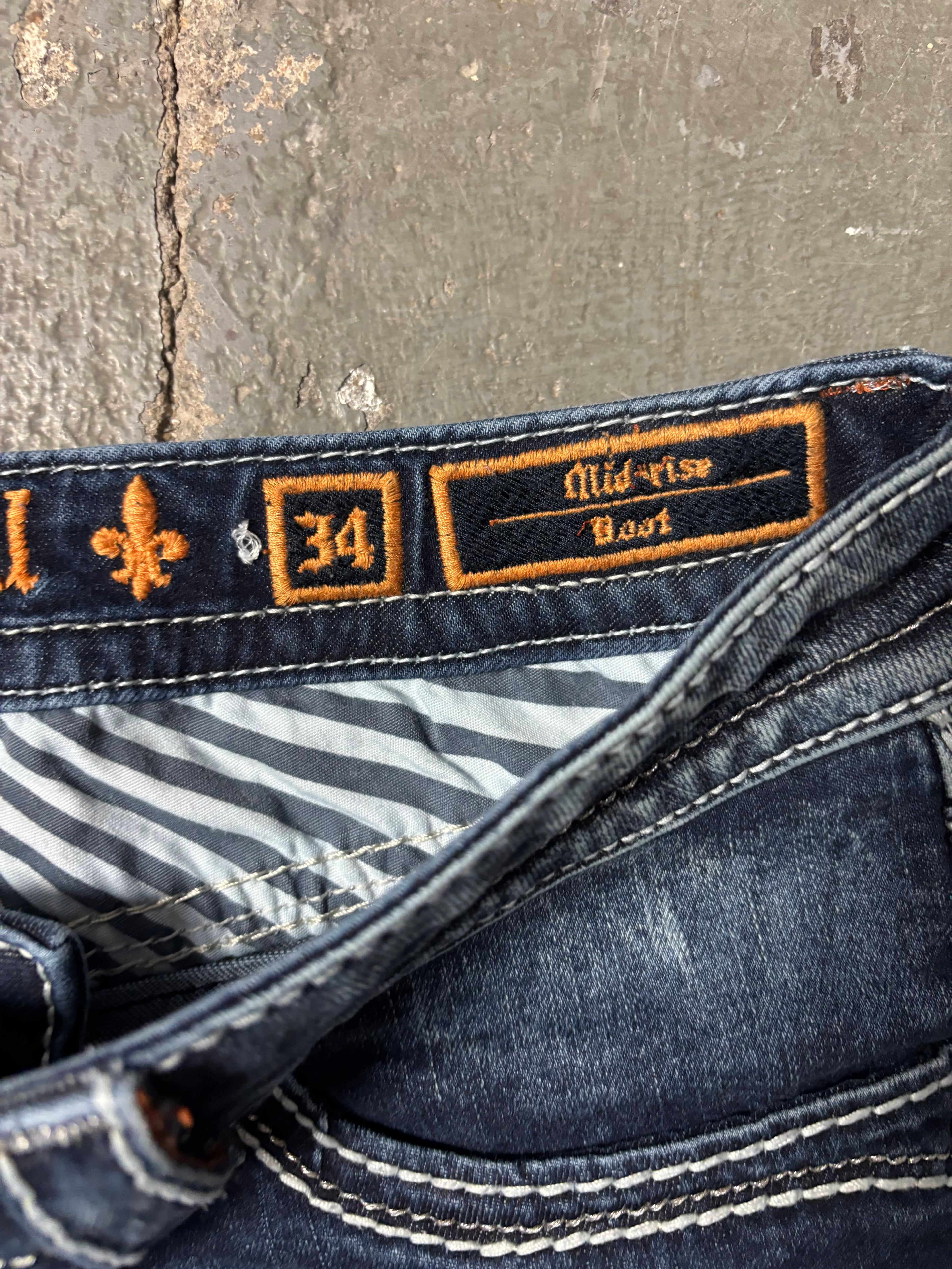 Rock Revival Vintage Rock Revival Nancy Thick Stitch Flare Jeans Denim