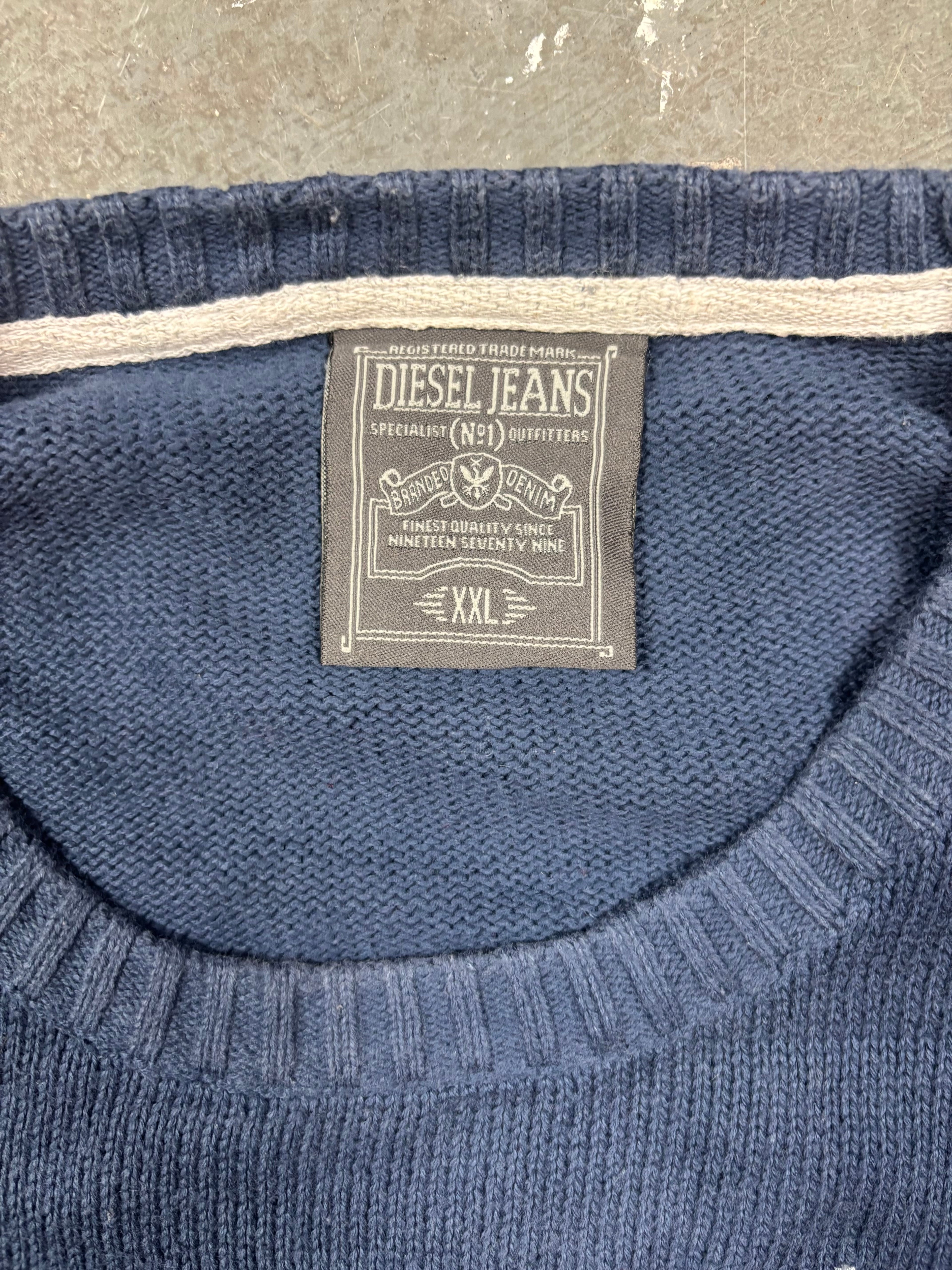Vintage Diesel Jeans Sweater Navy 90s Boxy Fit (L)