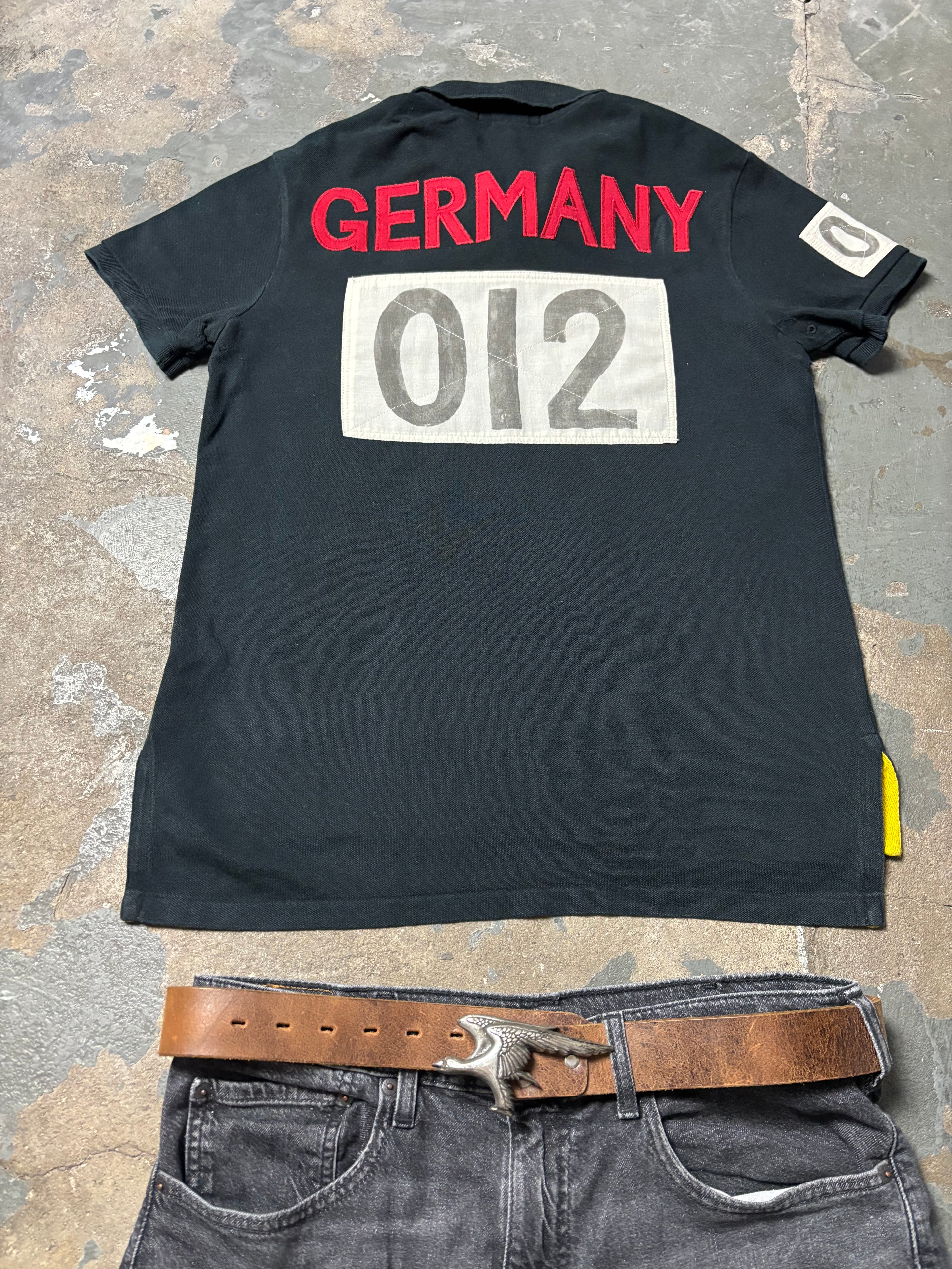 Vintage Polo Ralph Lauren Germany Track & Field 1934 Big Pony Polo Schwarz Custom Fit M