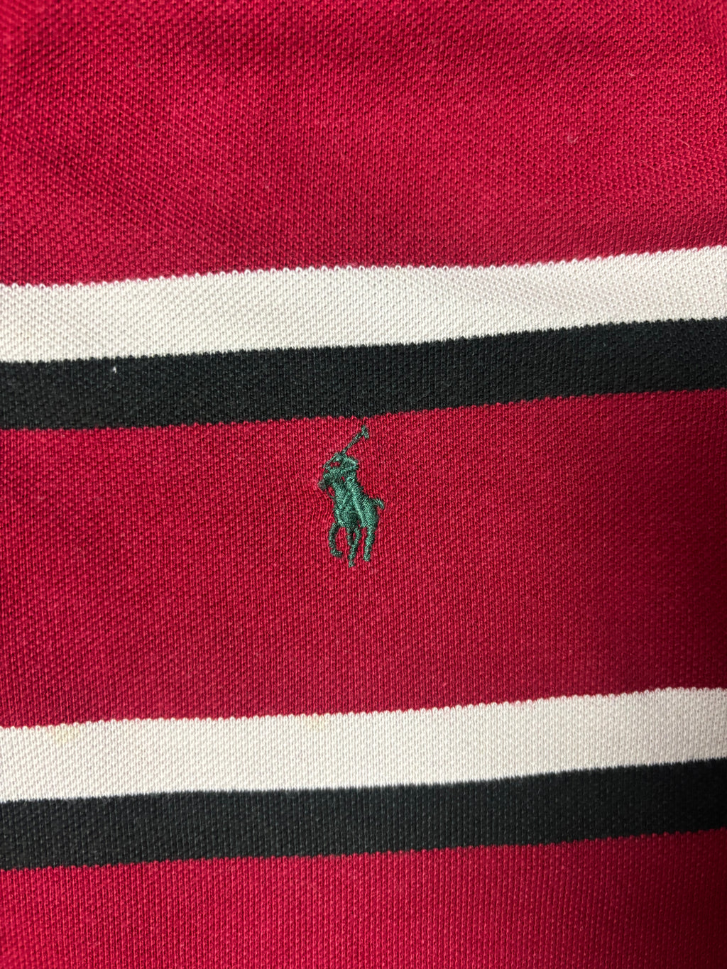 Vintage Polo Ralph Lauren Striped Polo Burgundy Heritage Boxy Fit M