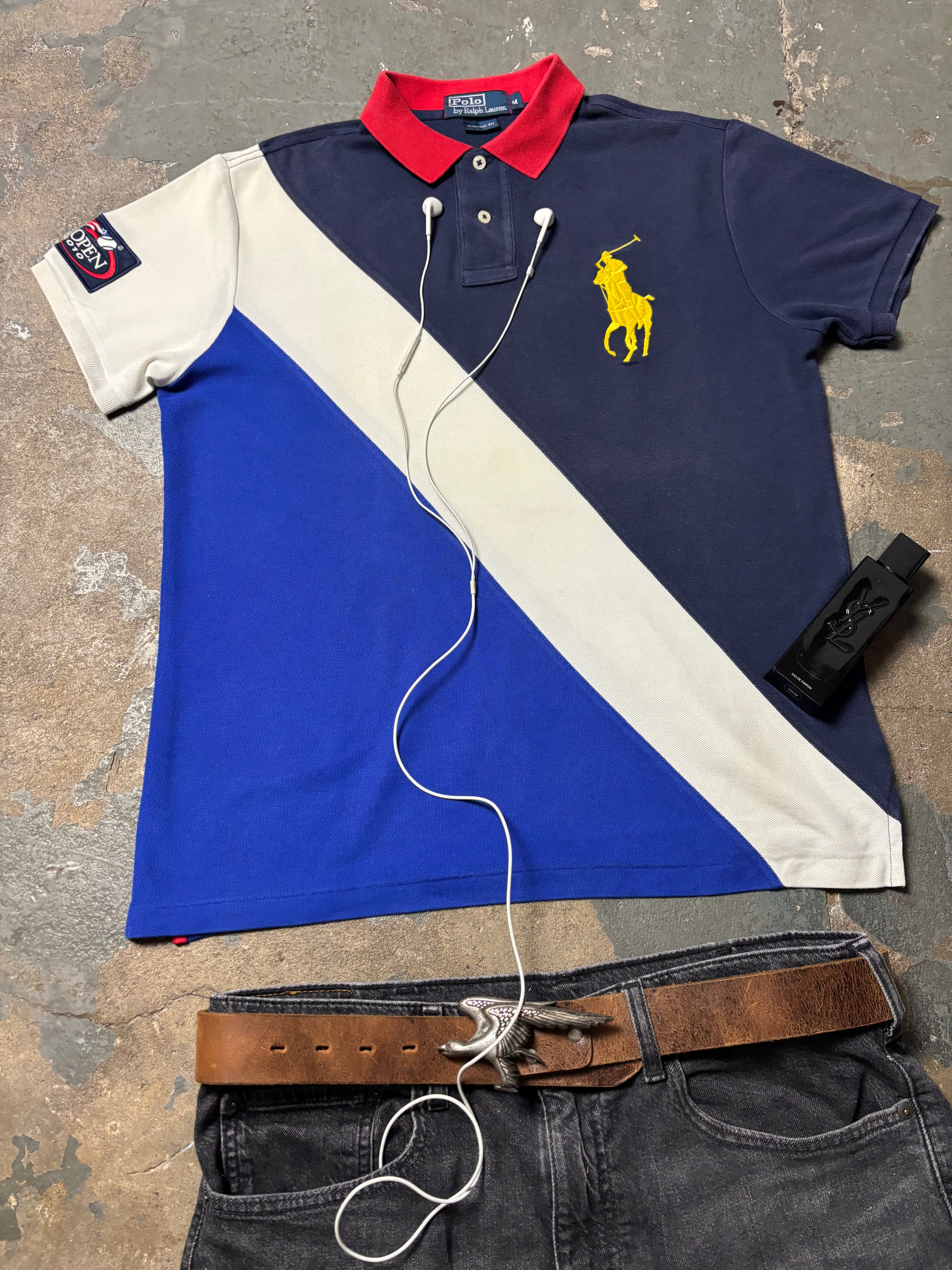 Vintage Polo Ralph Lauren US Open 2010 Big Pony Diagonal Colorblock