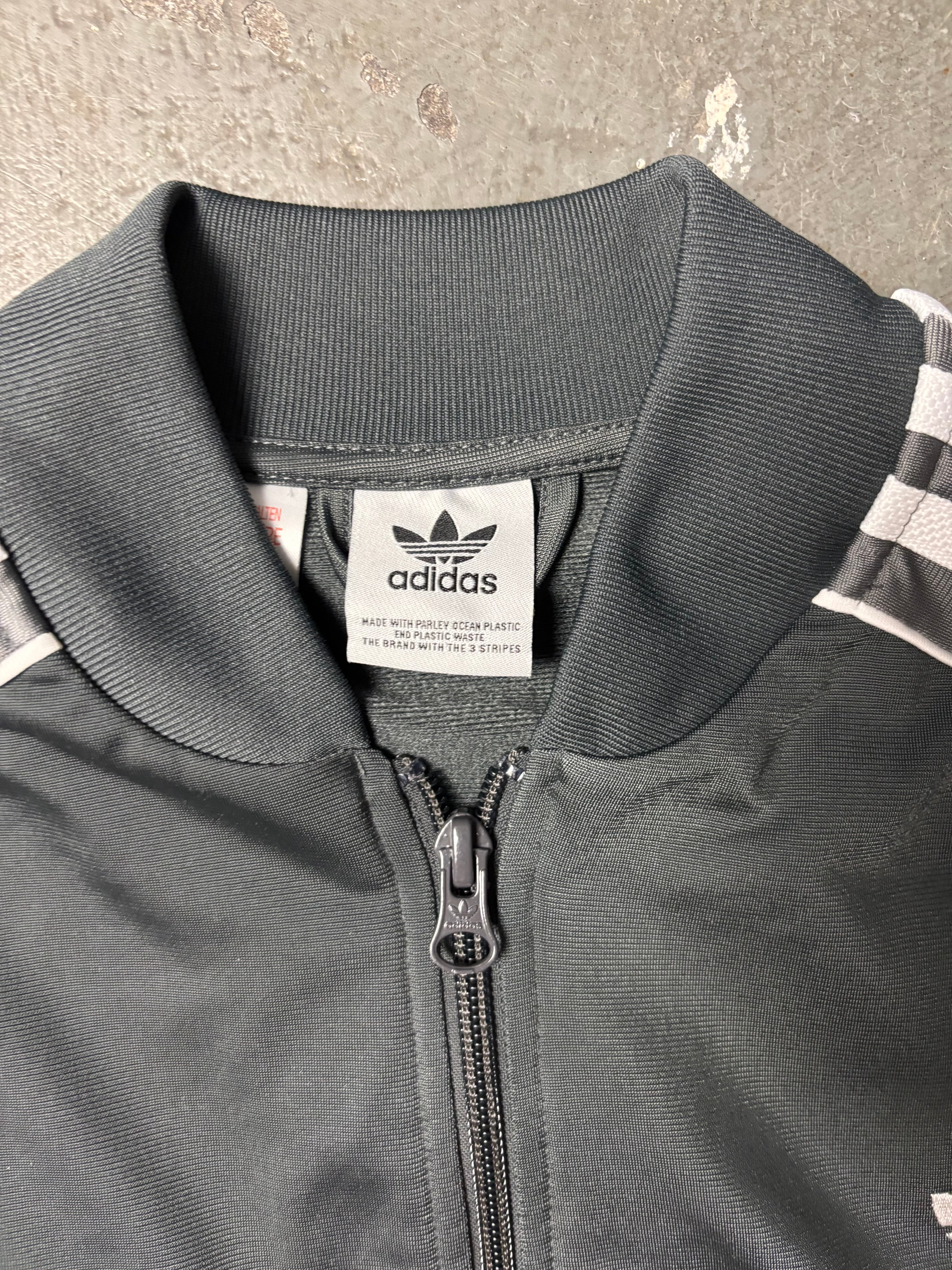 Vintage Adidas Originals 3-Stripes Track Jacket Two-Tone Grey Firebird Style