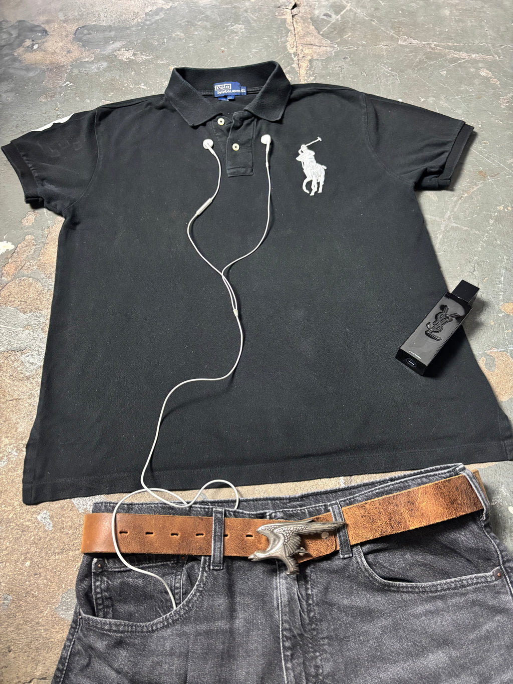 Vintage Polo Ralph Lauren Big Pony Shirt Schwarz | Y2K Archive