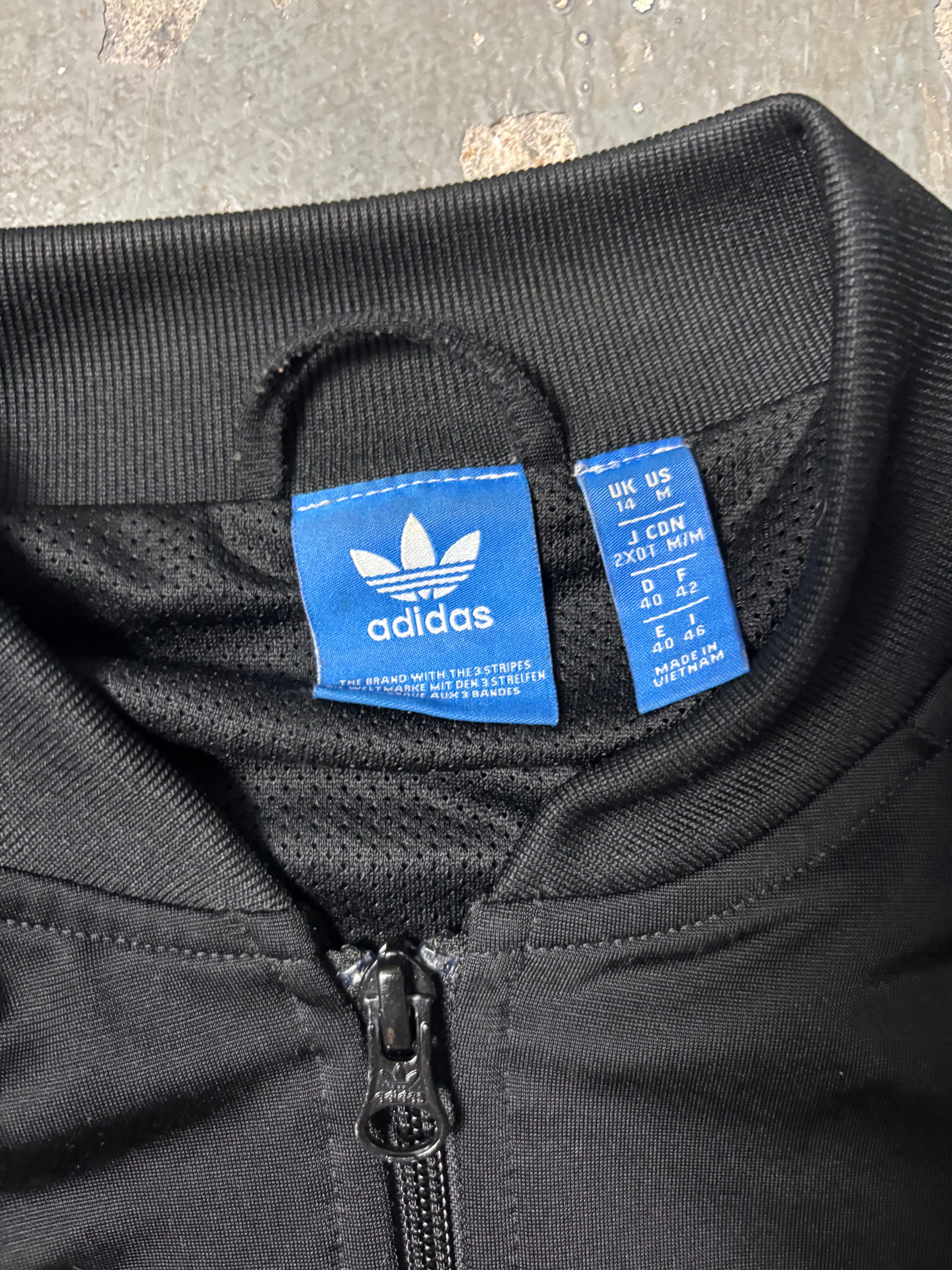 Vintage Adidas Firebird Track Jacket Big Logo | Schwarz Y2K