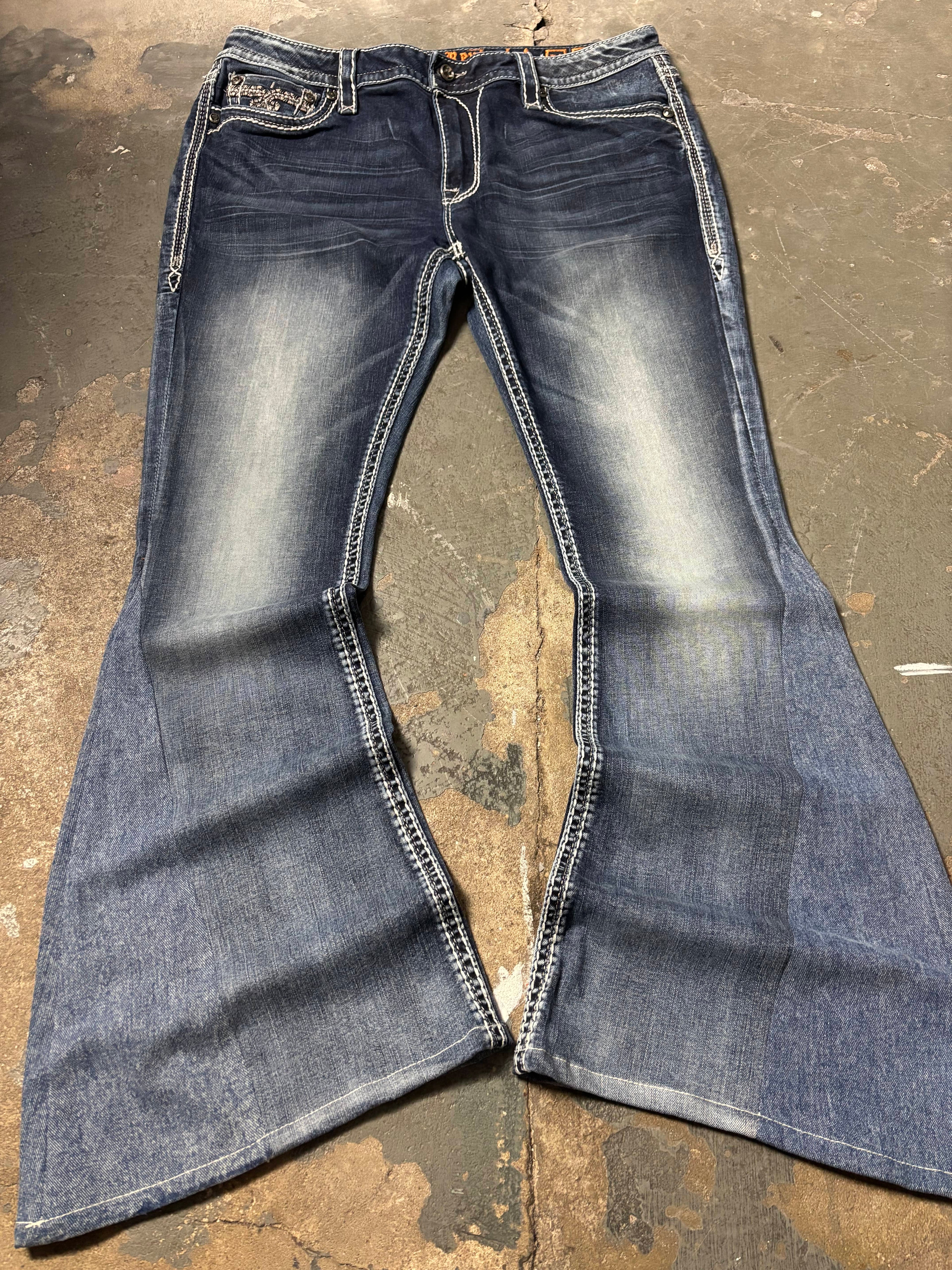 Rock Revival Vintage Rock Revival Nancy Thick Stitch Flare Jeans Denim