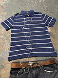 Vintage Polo Ralph Lauren Striped Polo Navy Boxy Heritage Fit