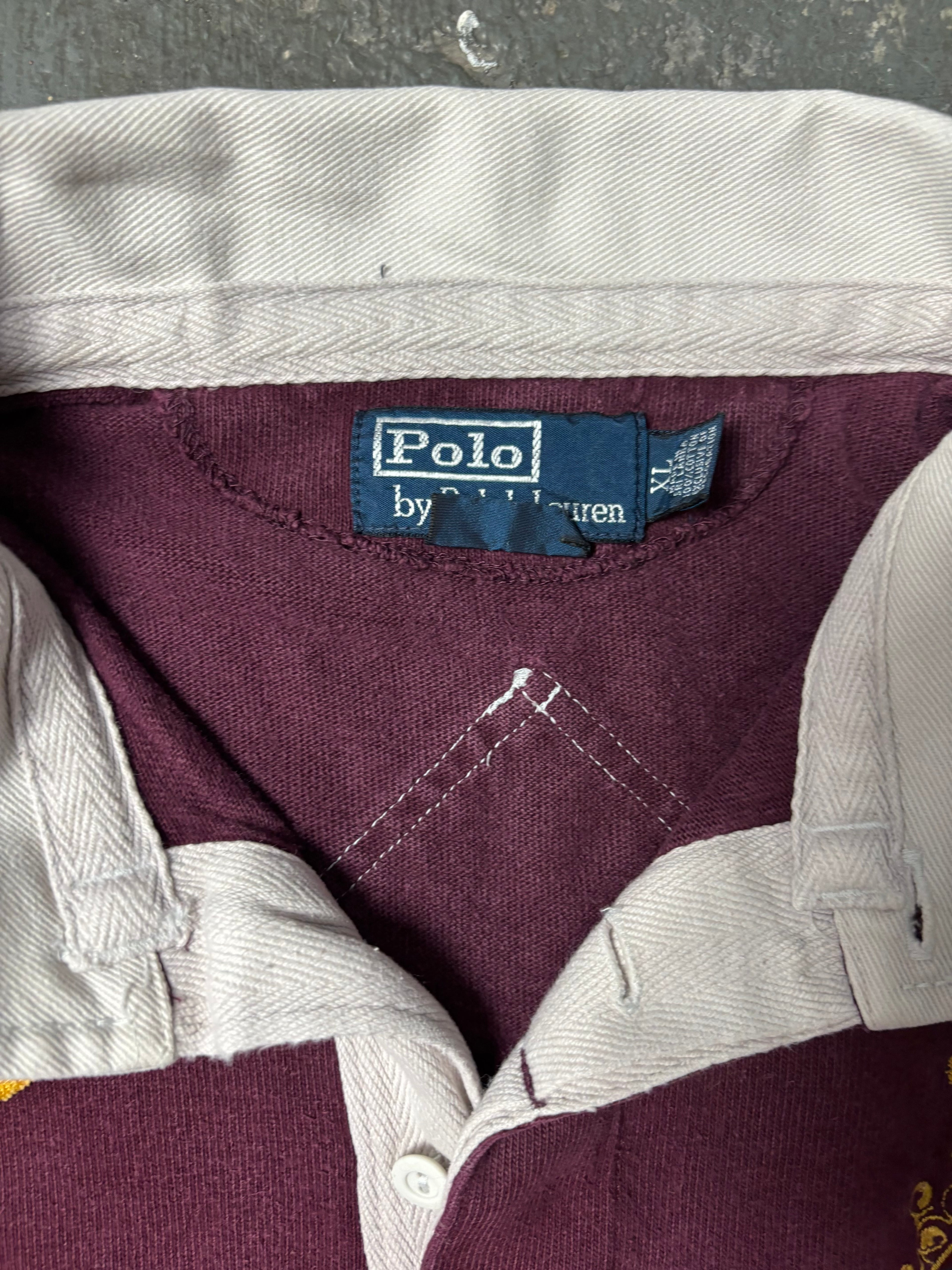 Vintage Polo Ralph Lauren Heritage Crested Rugby Longsleeve Burgundy XL