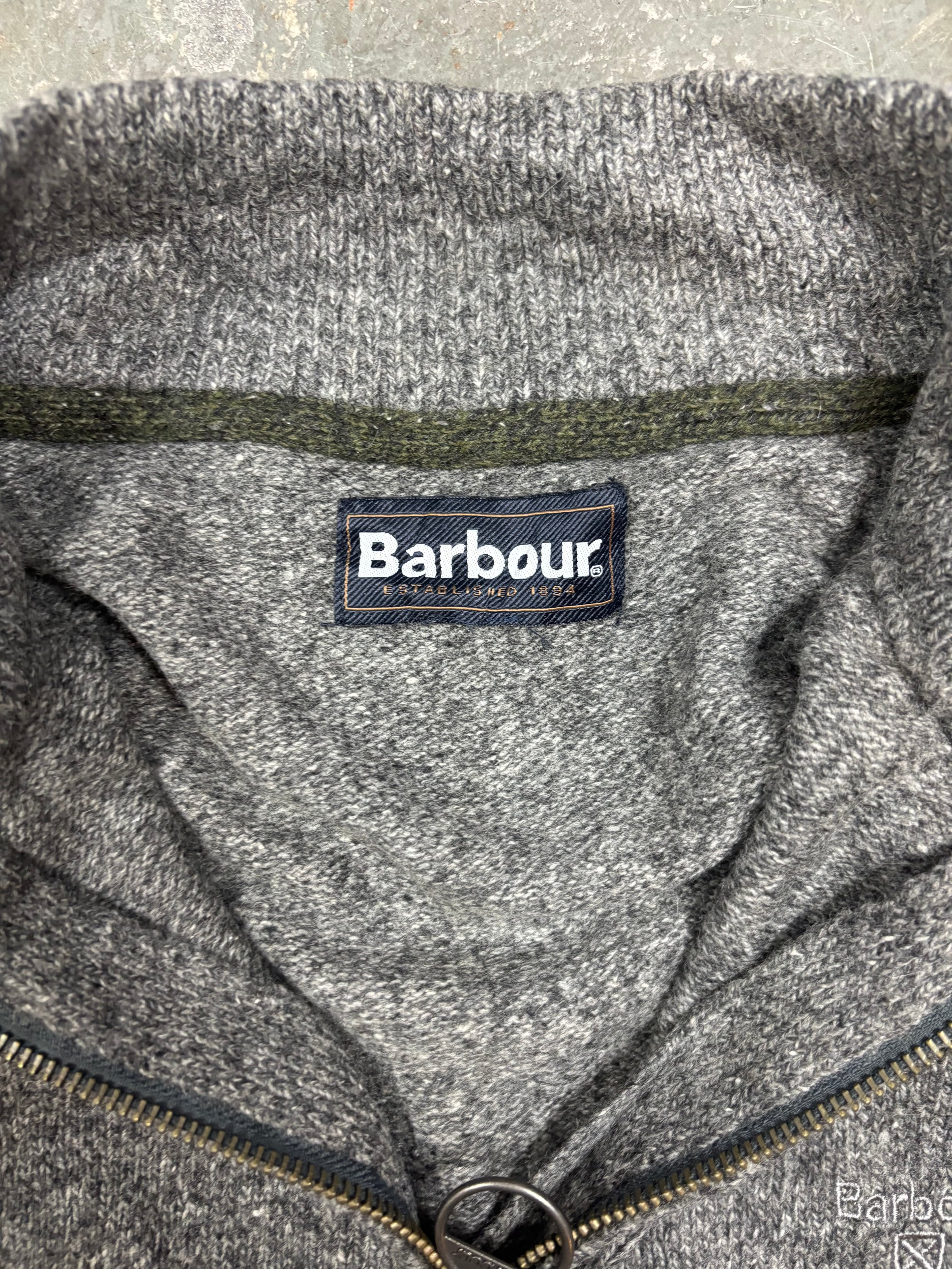Vintage Barbour Half-Zip Knit Sweater Grey Melange