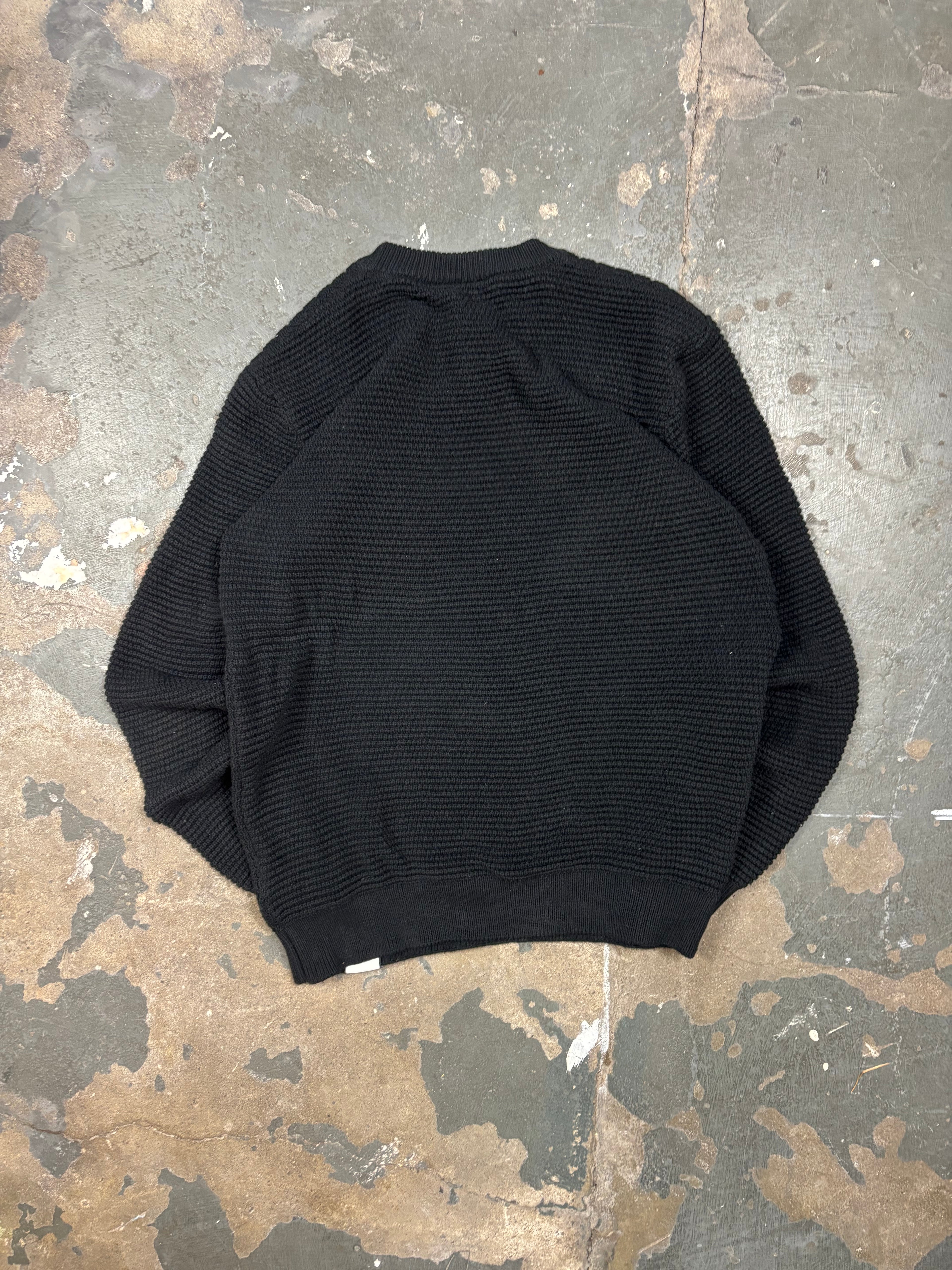 Vintage Diesel Knit Sweater 3D Waffle Knit Black