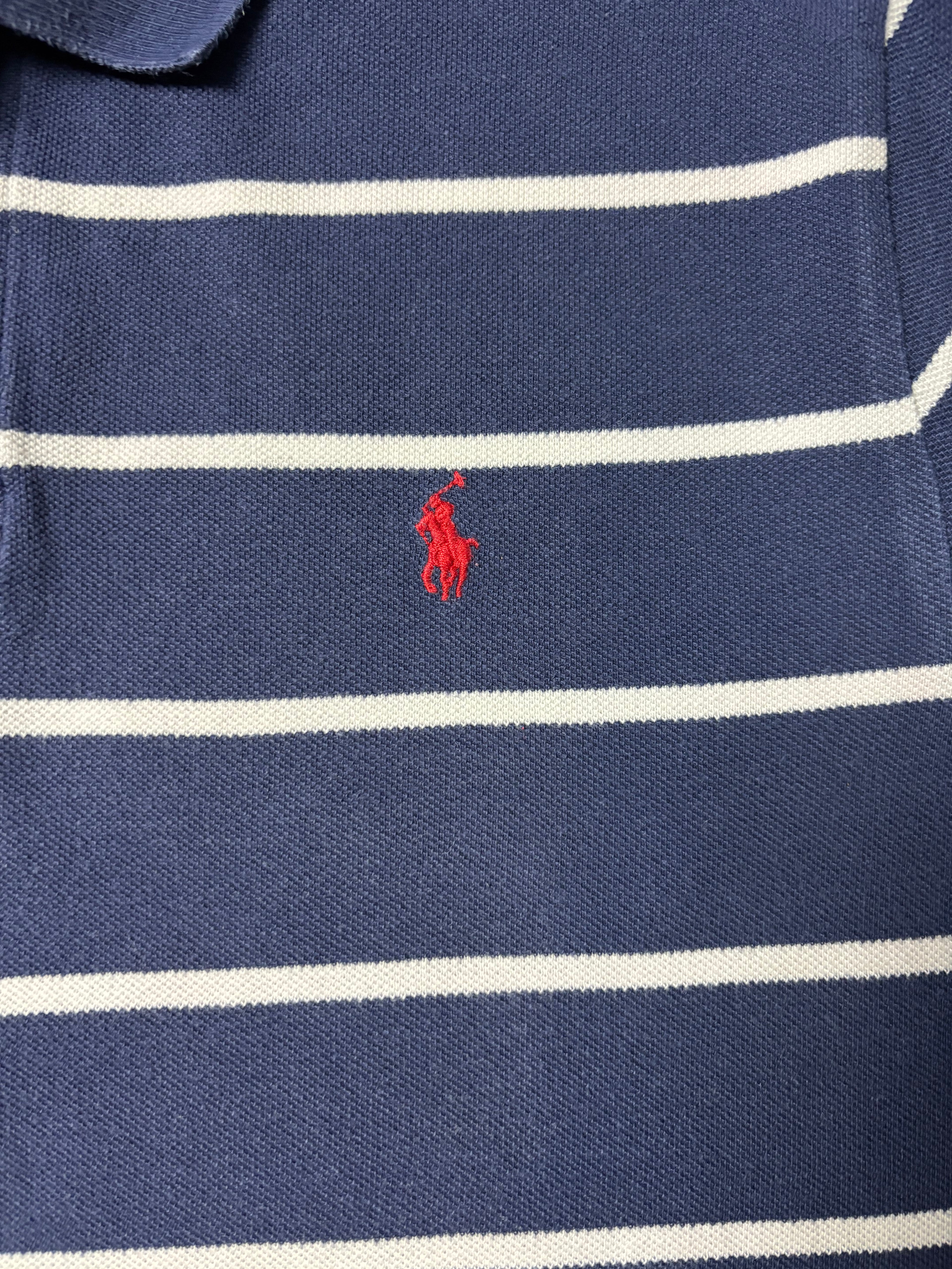 Vintage Polo Ralph Lauren Striped Polo Navy Boxy Heritage Fit