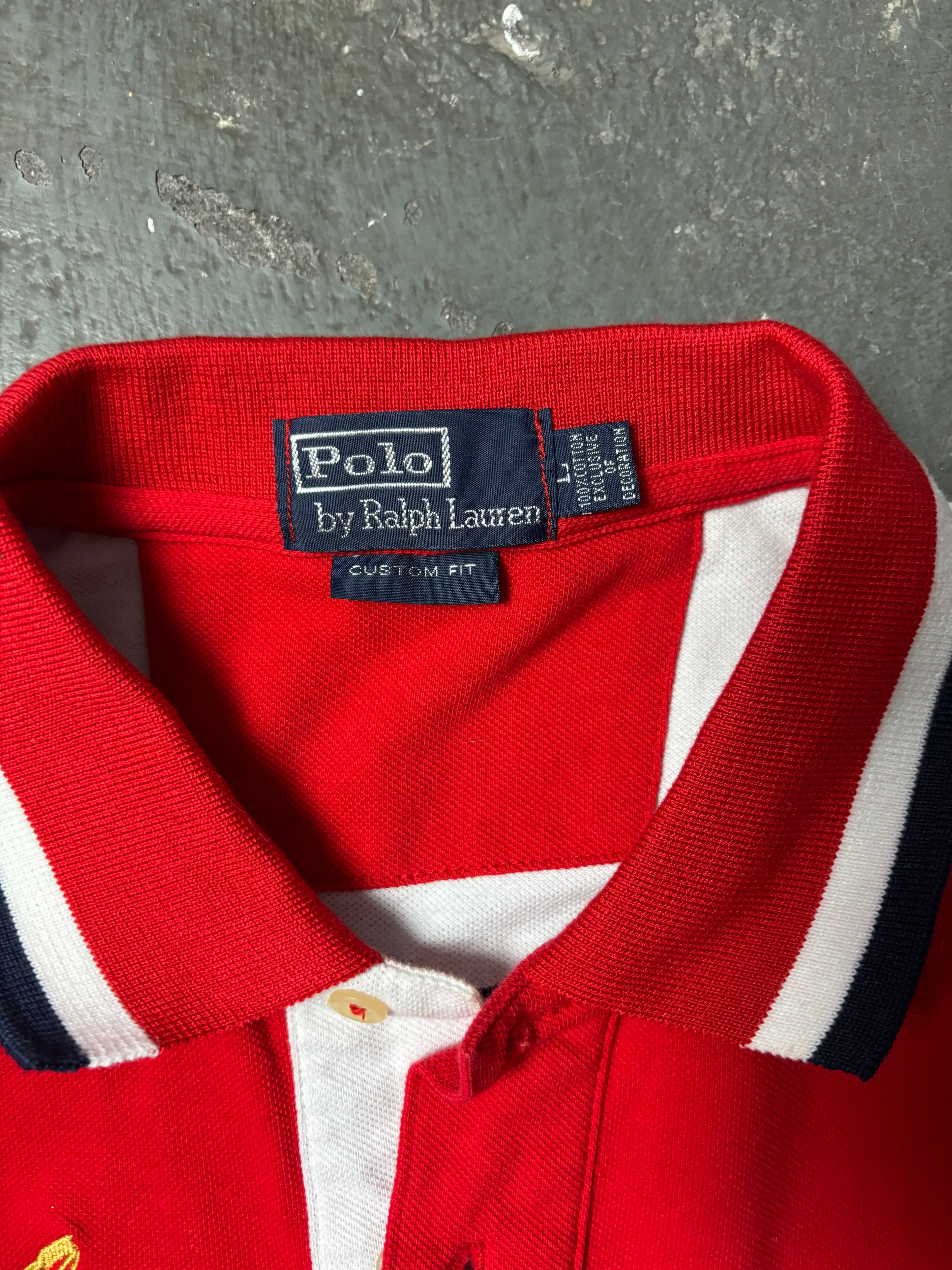 Vintage Polo Ralph Lauren Mercer MMIX Big Pony Polo Rot Custom Fit L