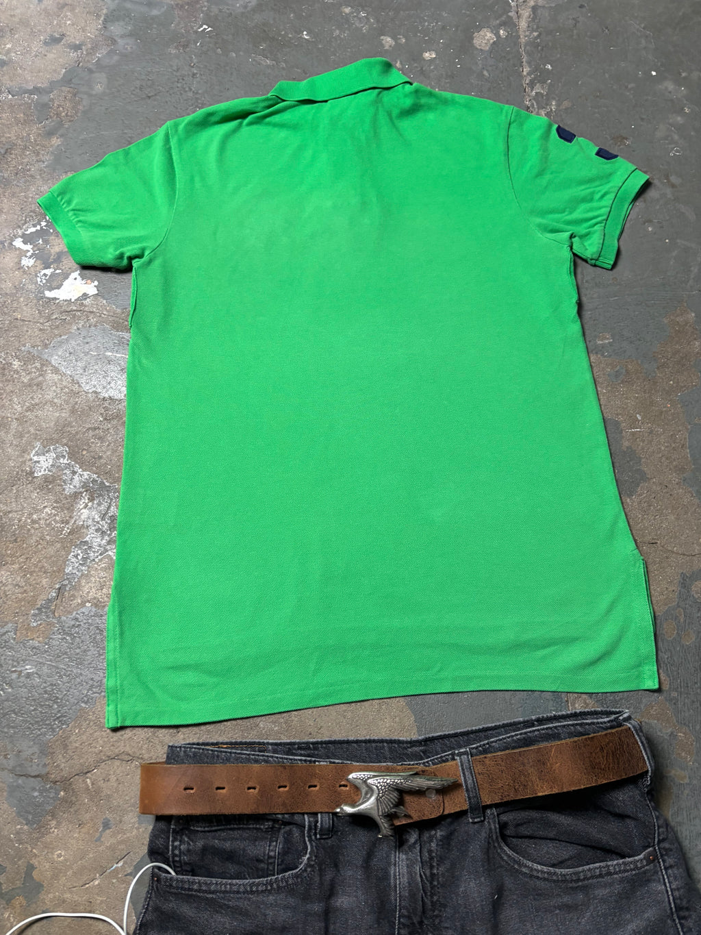 Vintage Polo Ralph Lauren Dual Pony Match Polo Grün Custom Fit M