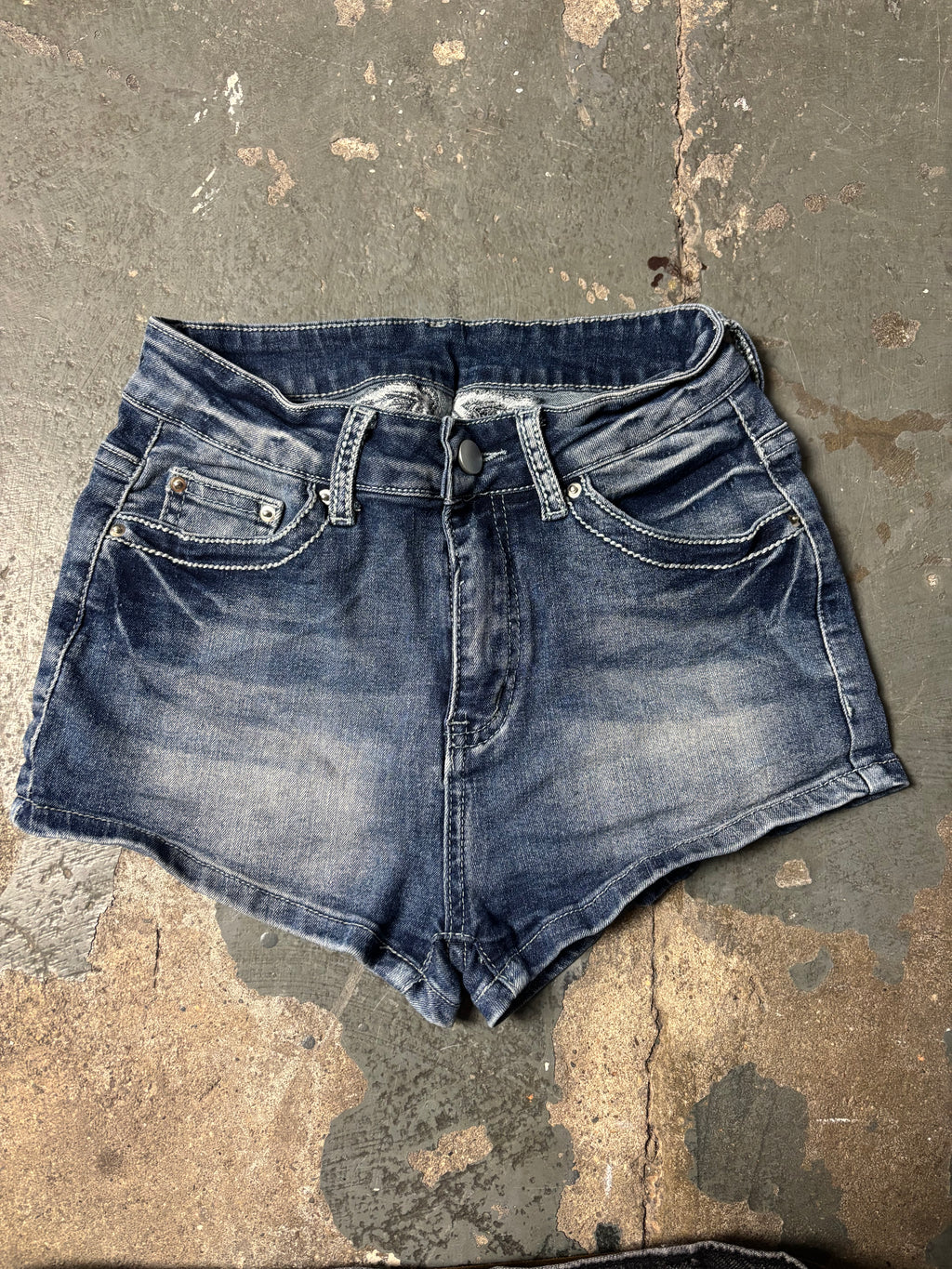 Vintage Y2K Denim Shorts Cyber McBling Wings