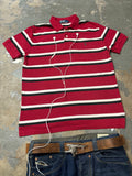 Vintage Polo Ralph Lauren Striped Polo Burgundy Heritage Boxy Fit M