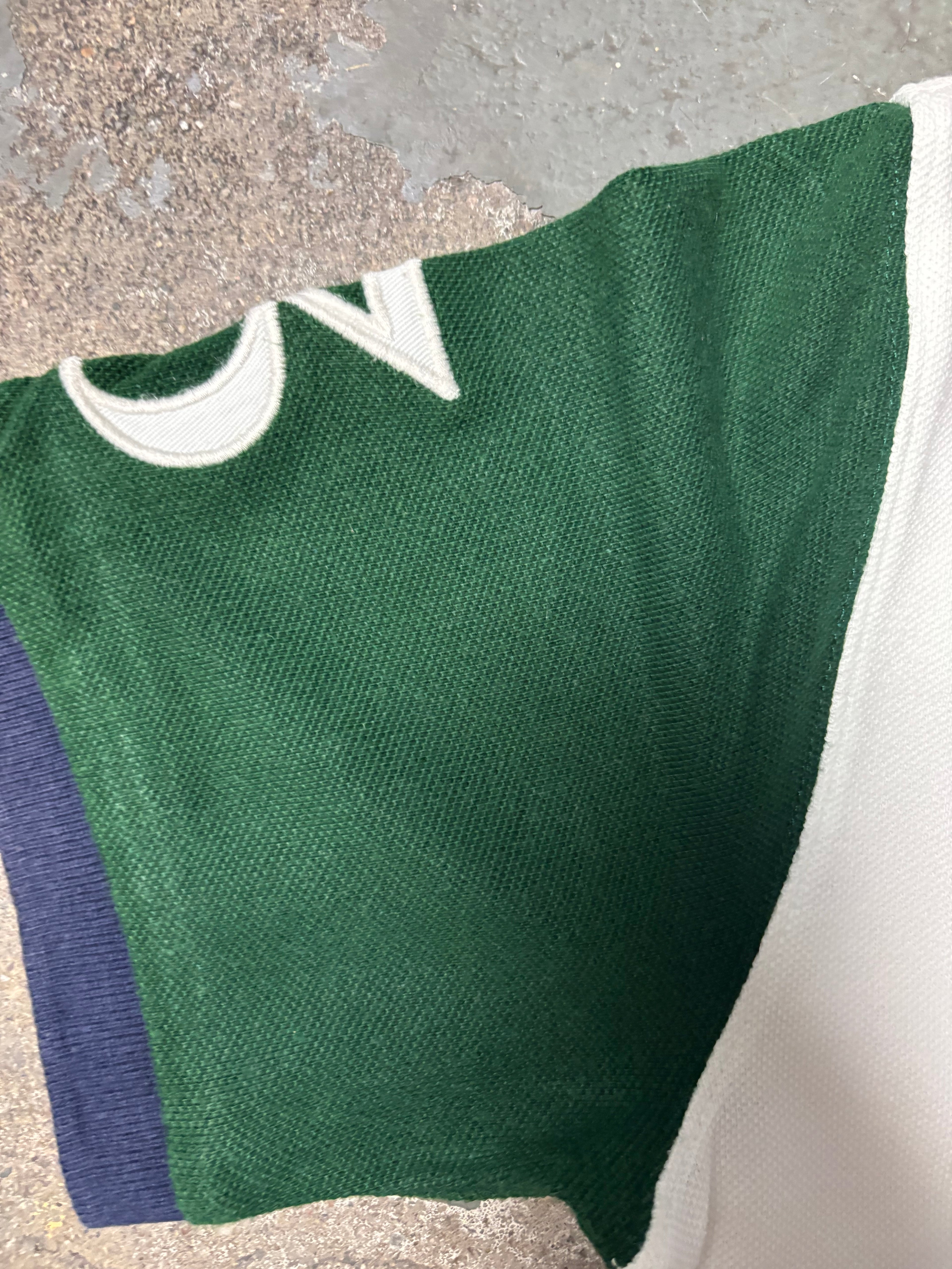 Vintage Polo Ralph Lauren Big Pony Colorblock Polo Weiß Navy Grün S