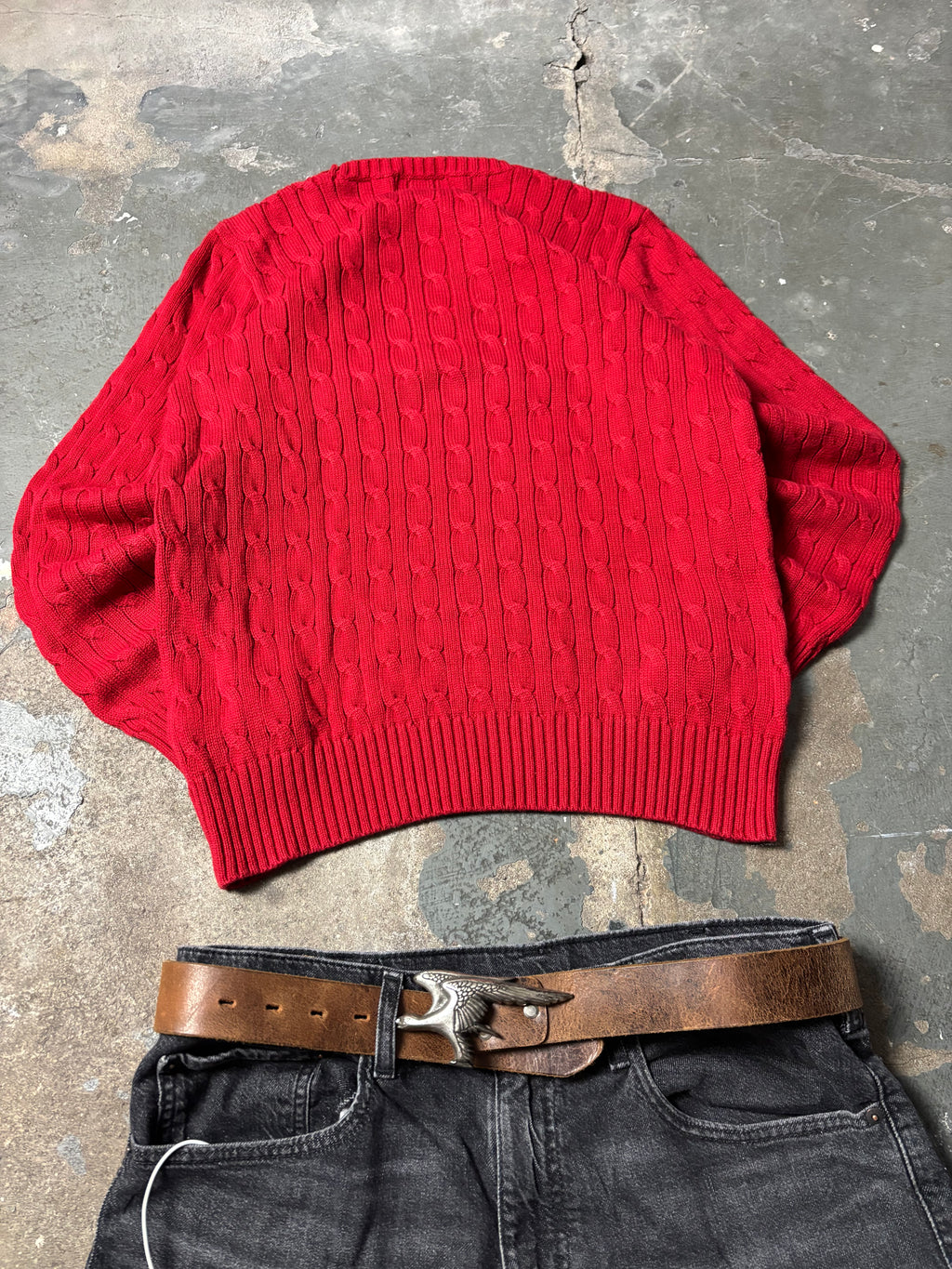 Vintage Ralph Lauren Cable Knit Pullover Rot