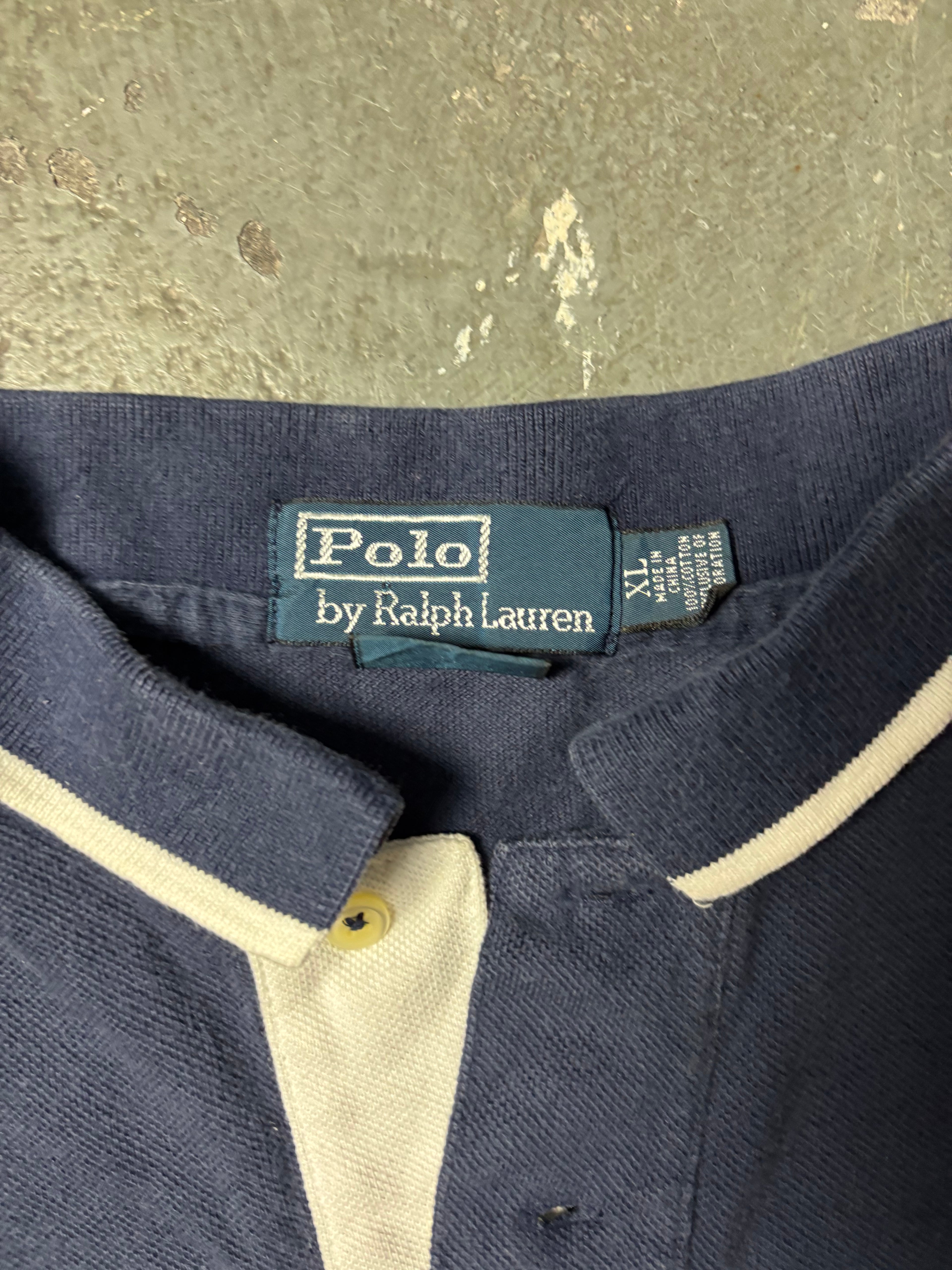 Vintage Polo Ralph Lauren US Open 2011 Federer Big Pony Polo Navy/Gelb