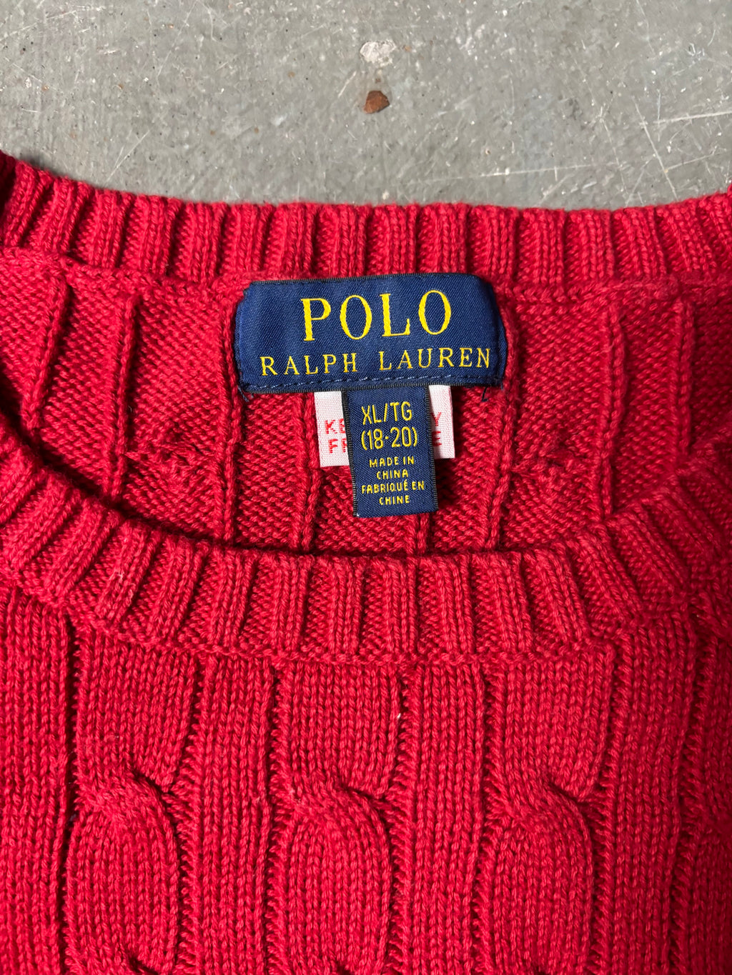 Vintage Ralph Lauren Cable Knit Pullover Rot