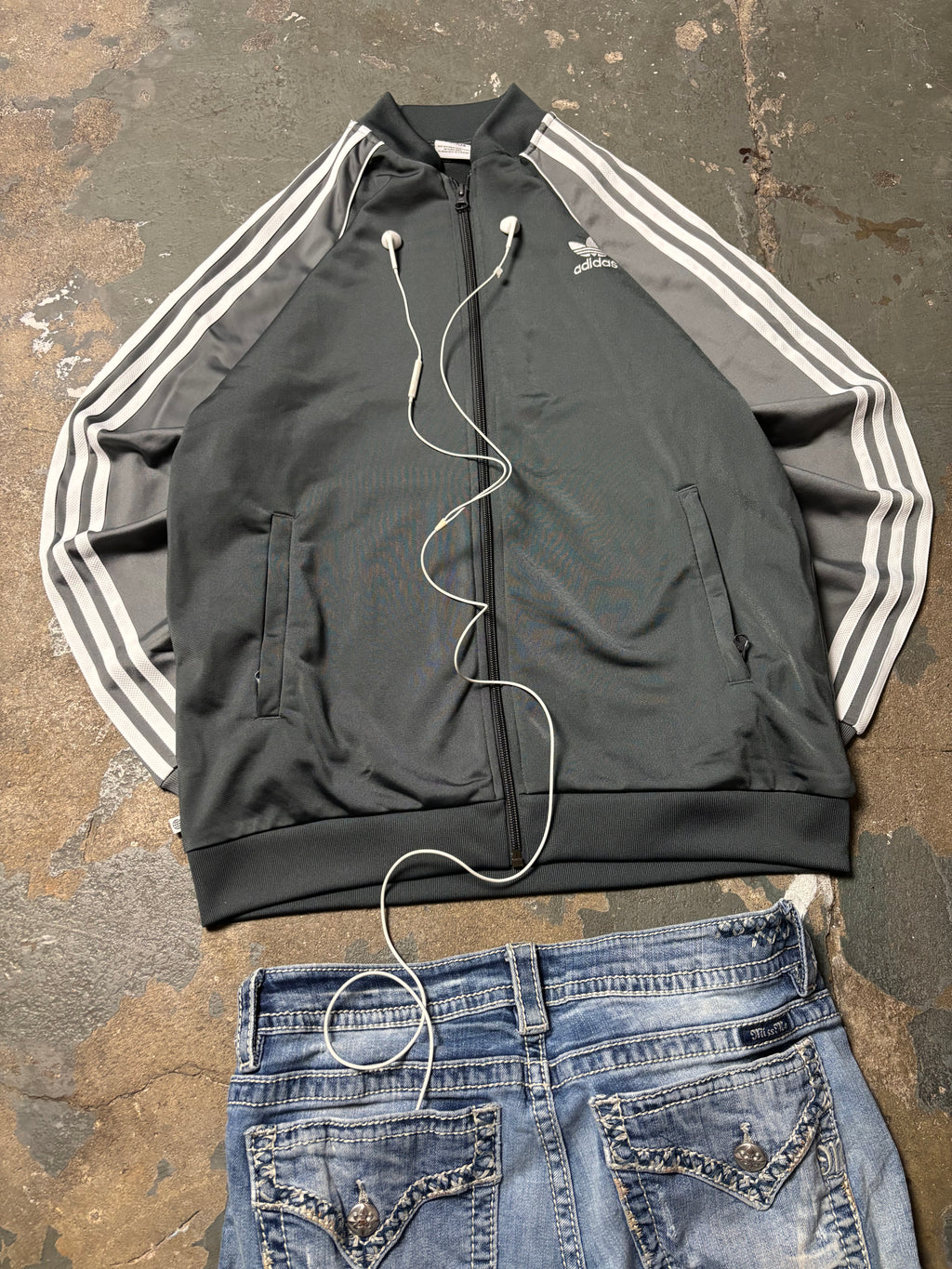 Vintage Adidas Originals 3-Stripes Track Jacket Two-Tone Grey Firebird Style