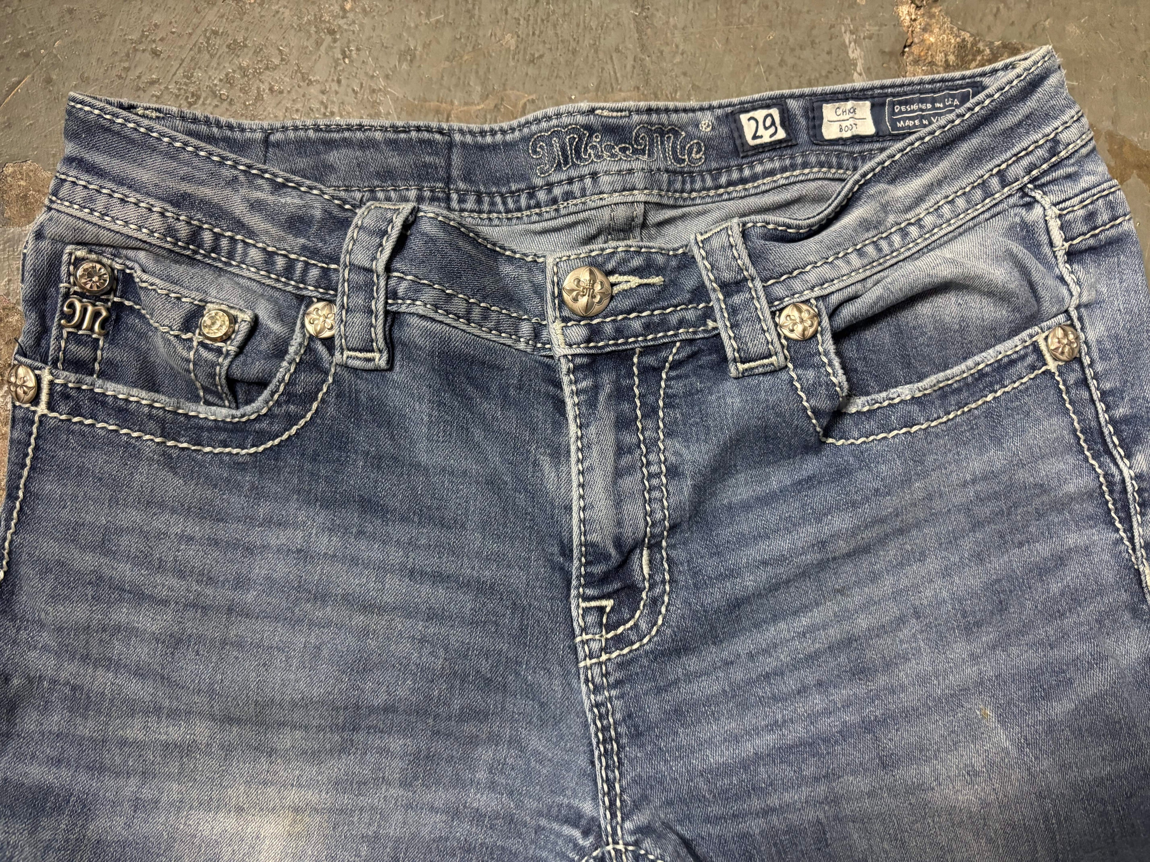 Miss Me Vintage Miss Me Chloe Boot Rhinestone Cross Jeans Denim