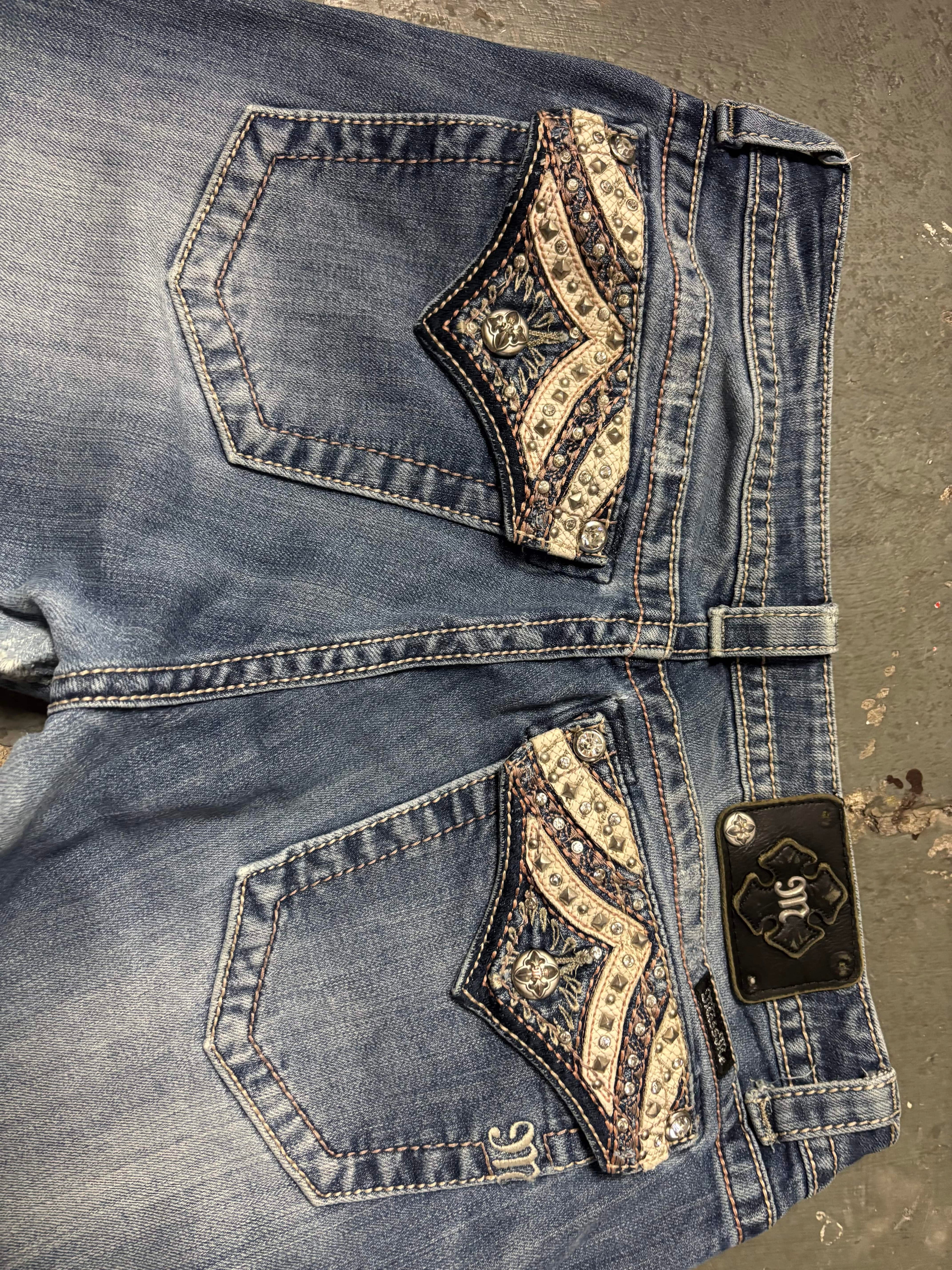 Miss Me Vintage Miss Me Studded Flap Pocket Factory Distressed Jeans