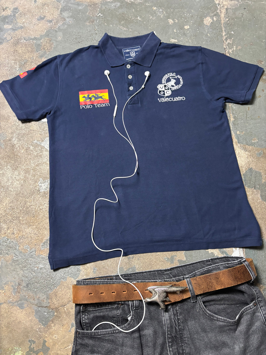 Vintage Valecuatro España Polo Team Crested Polo Navy