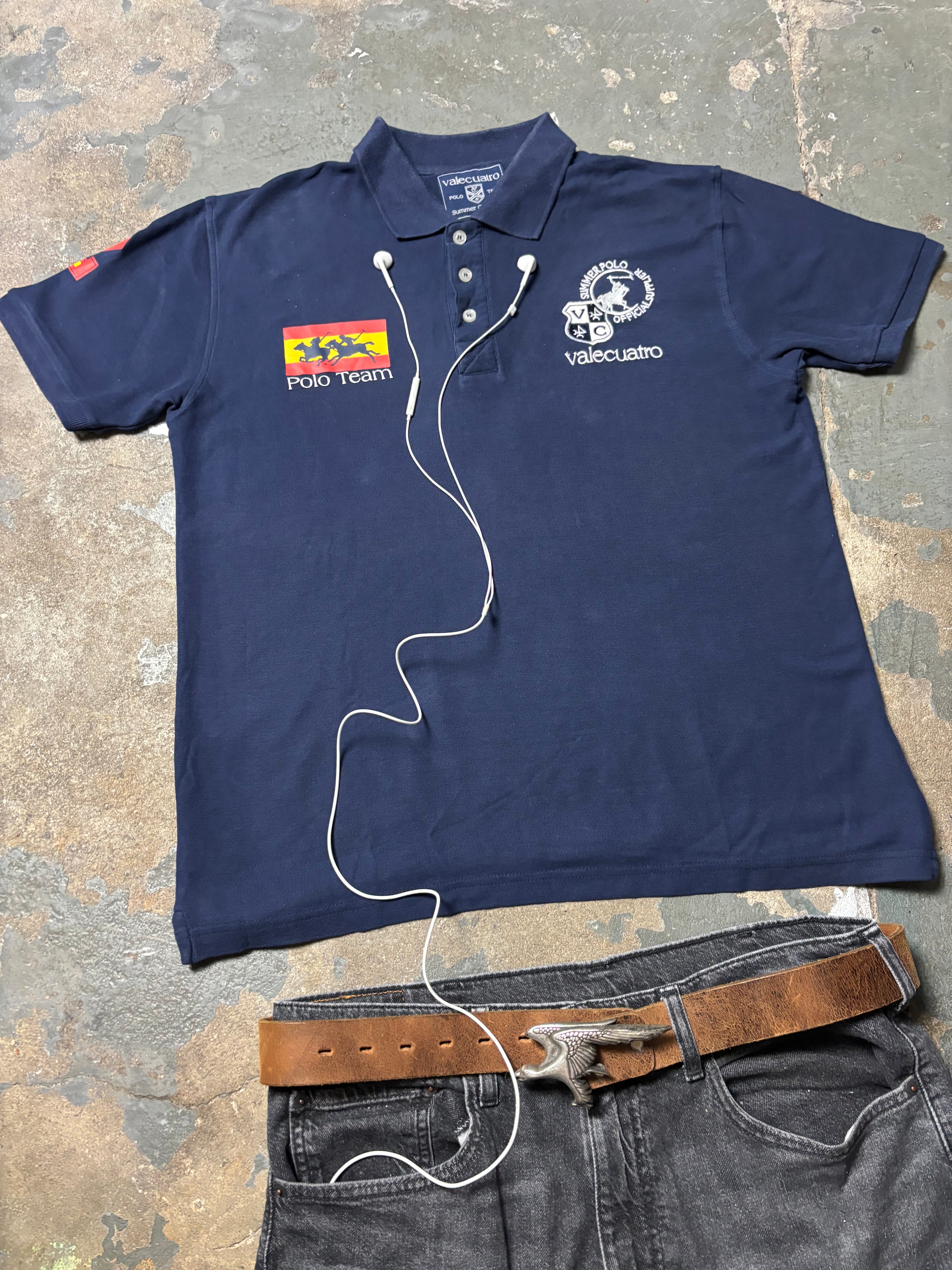 Vintage Valecuatro España Polo Team Crested Polo Navy