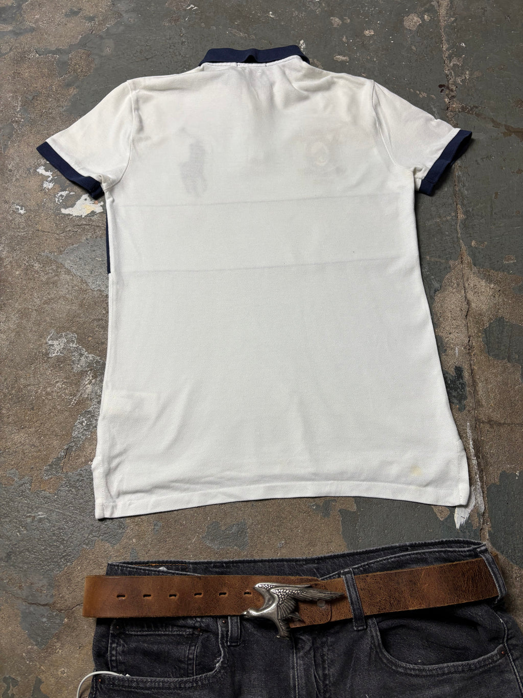 Vintage Polo Ralph Lauren Crested Big Pony Polo Weiß Navy Custom Slim Fit