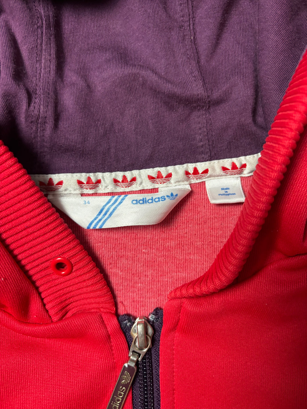 True Vintage Adidas Originals Hooded Track Jacket Rot 90s