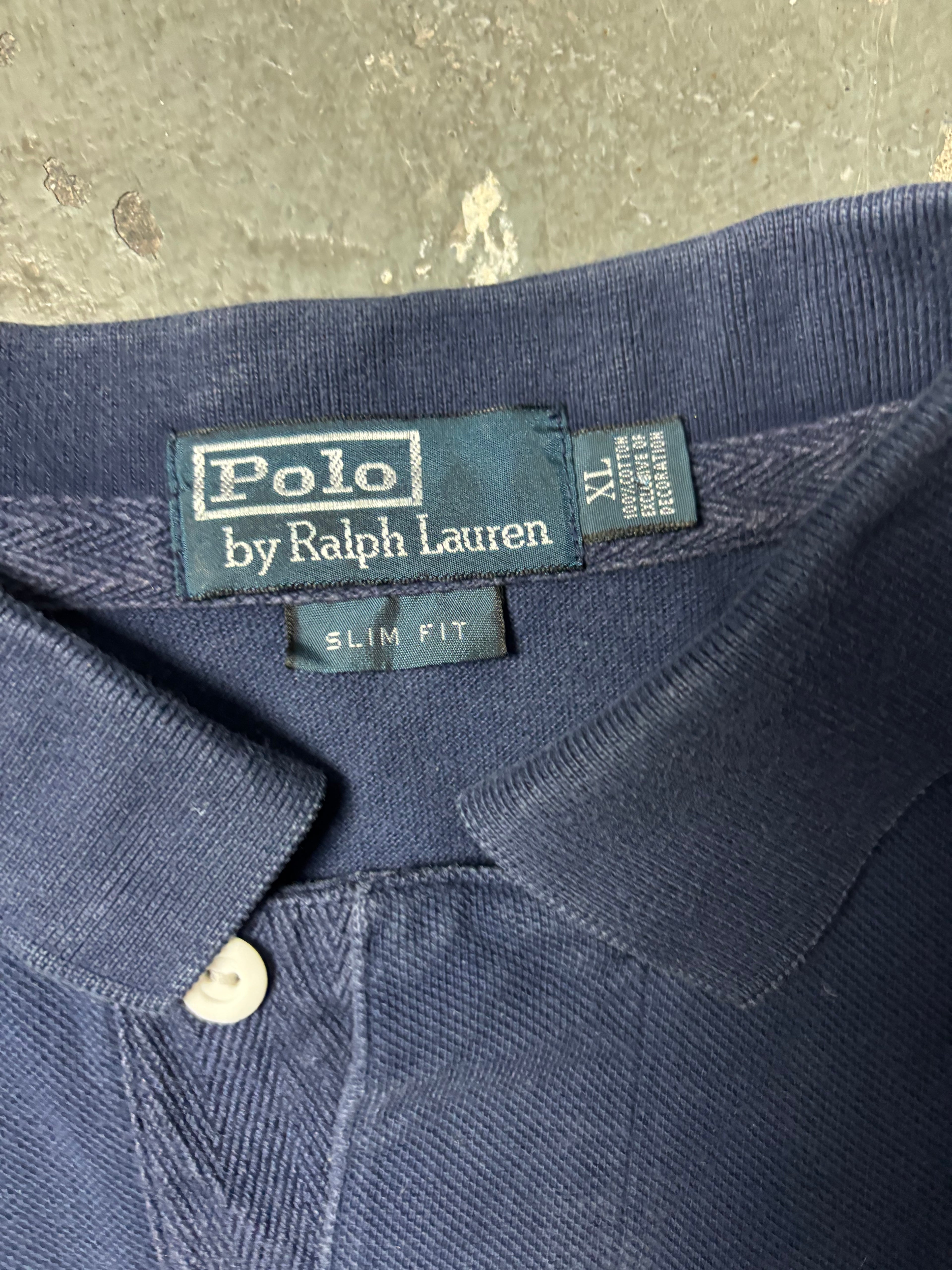 Vintage Polo Ralph Lauren Yacht Club RLPC Crest Big Pony Polo Navy Slim Fit XL
