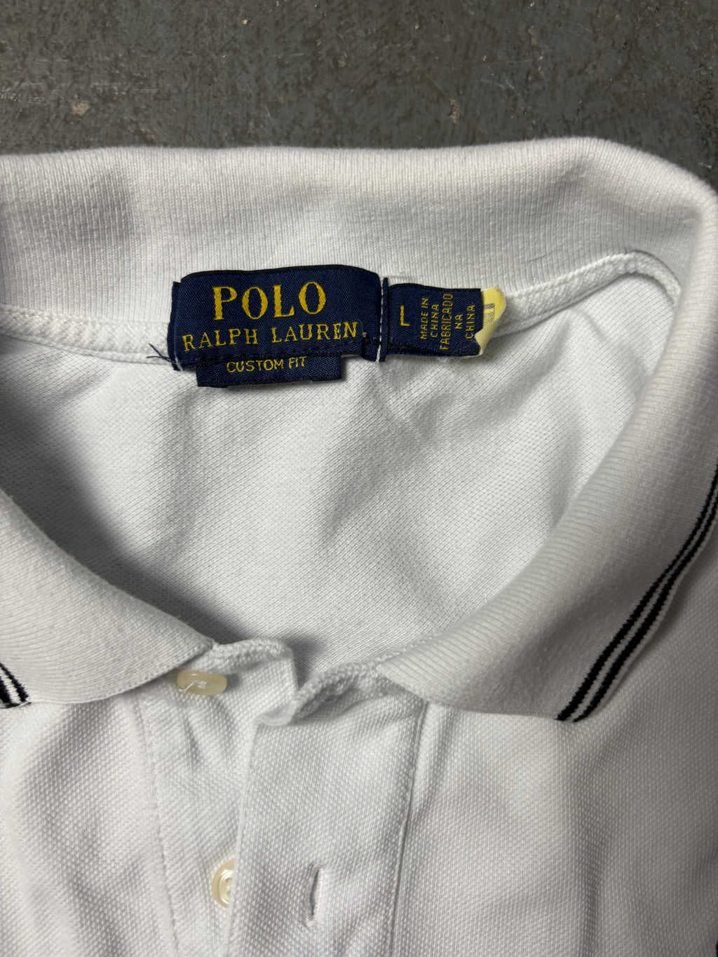 Vintage Polo Ralph Lauren Barcelona Crested Big Pony Polo Weiß L