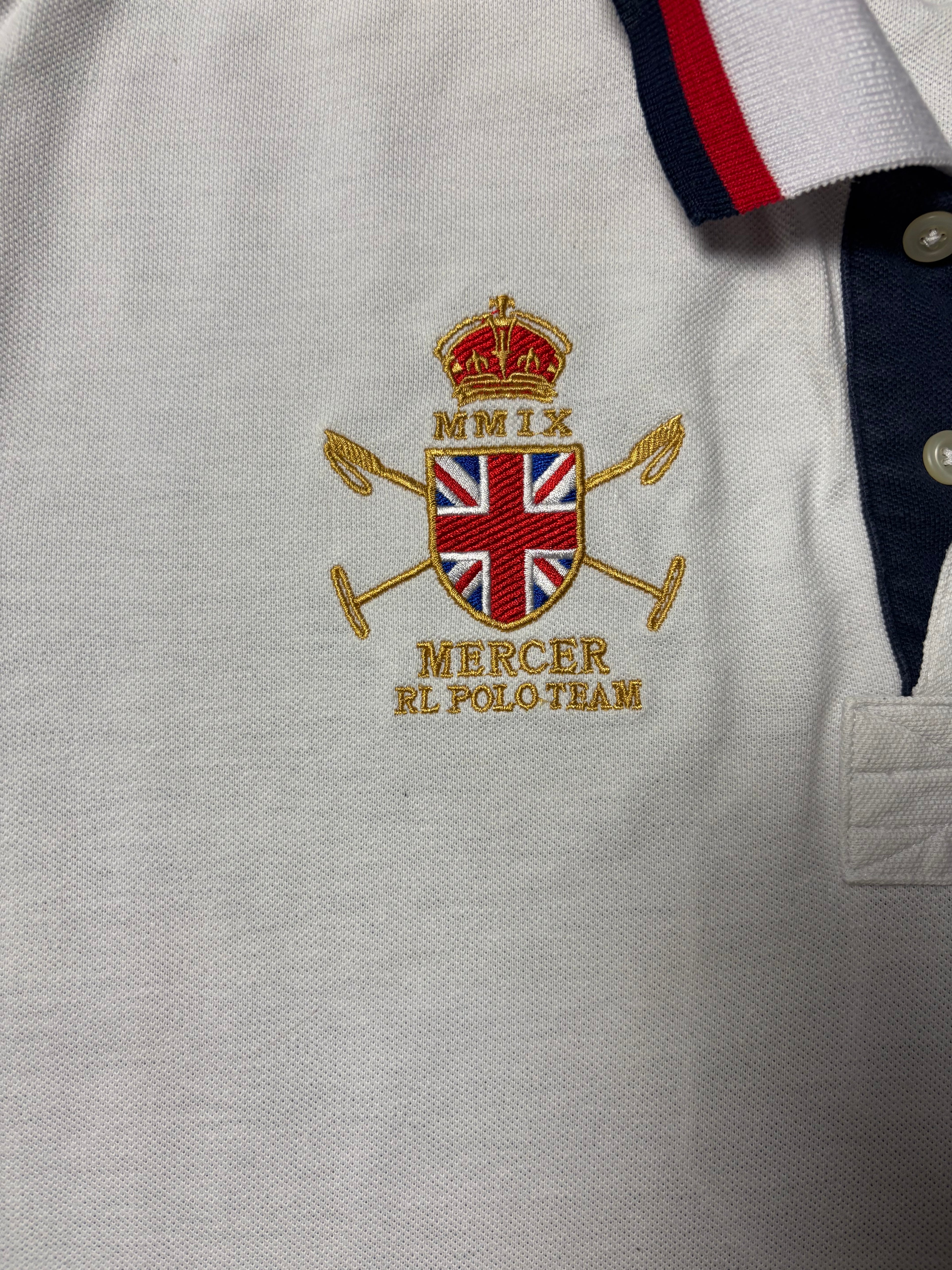 Vintage Polo Ralph Lauren Mercer RL Polo Team Crest Polo Weiß MMIX