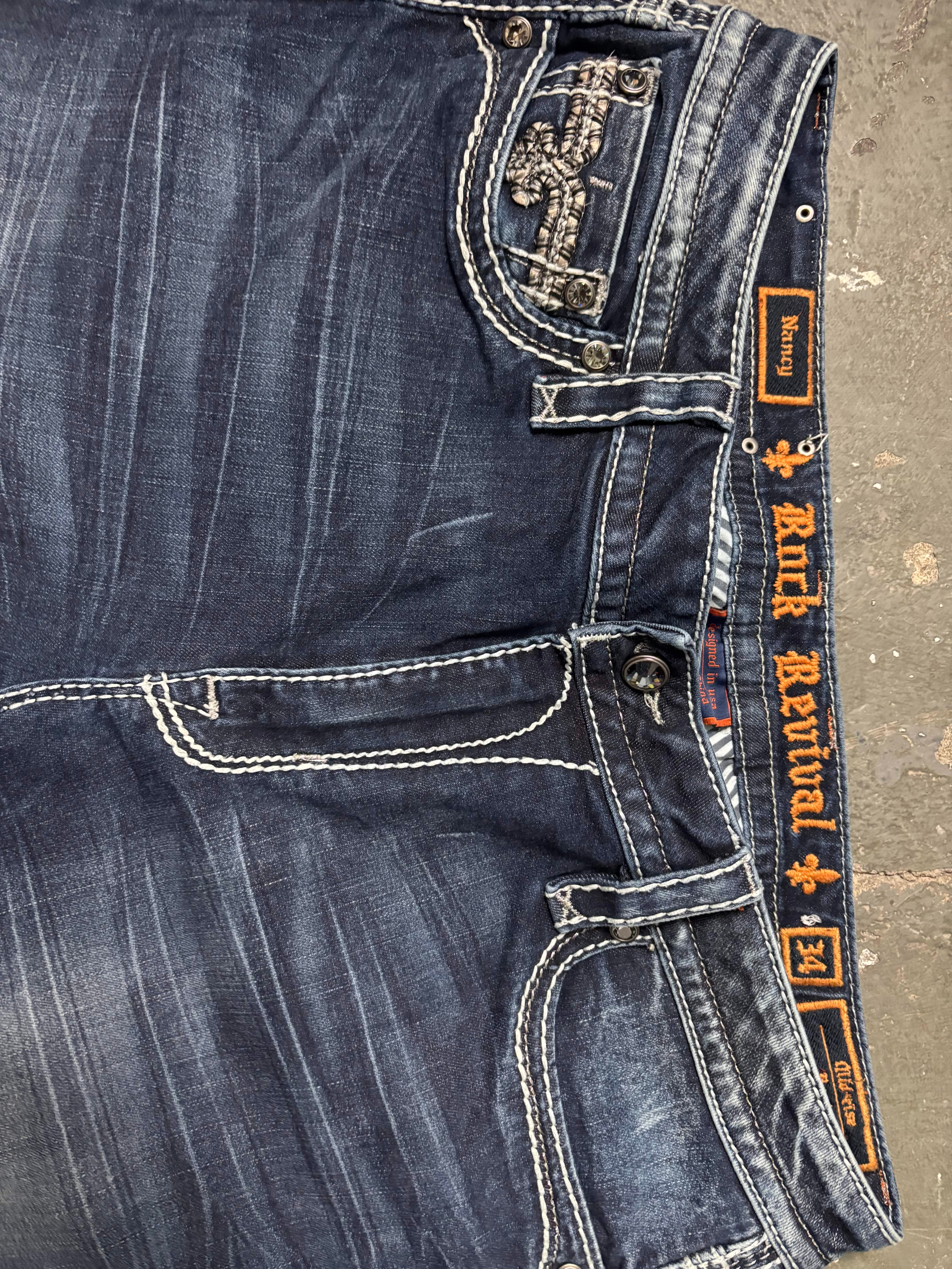 Rock Revival Vintage Rock Revival Nancy Thick Stitch Flare Jeans Denim