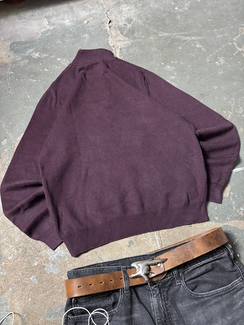 Vintage Diesel Archive Half-Zip Sweater Burgundy